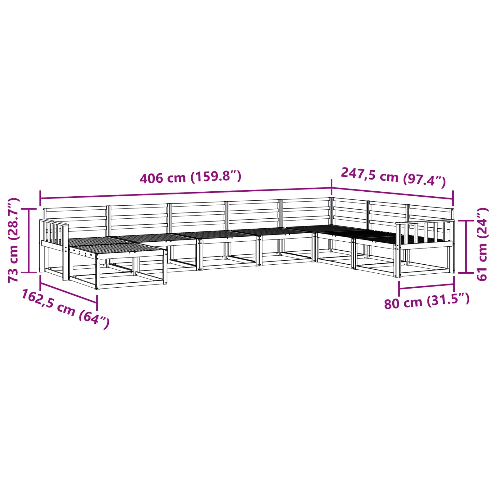 Buiten bankenset 8 pcs Wit Massief Acaciahout image 8