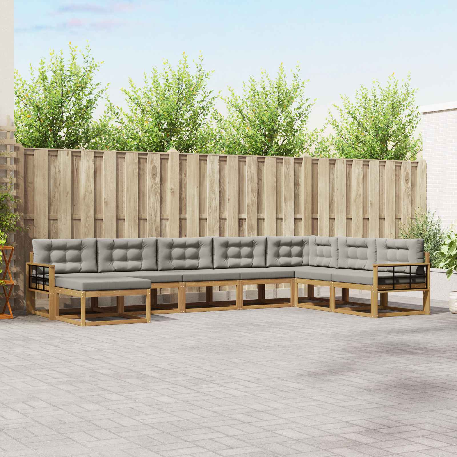 vidaXL Set de canapele de exterior 8 pcs Alb și gri deschis