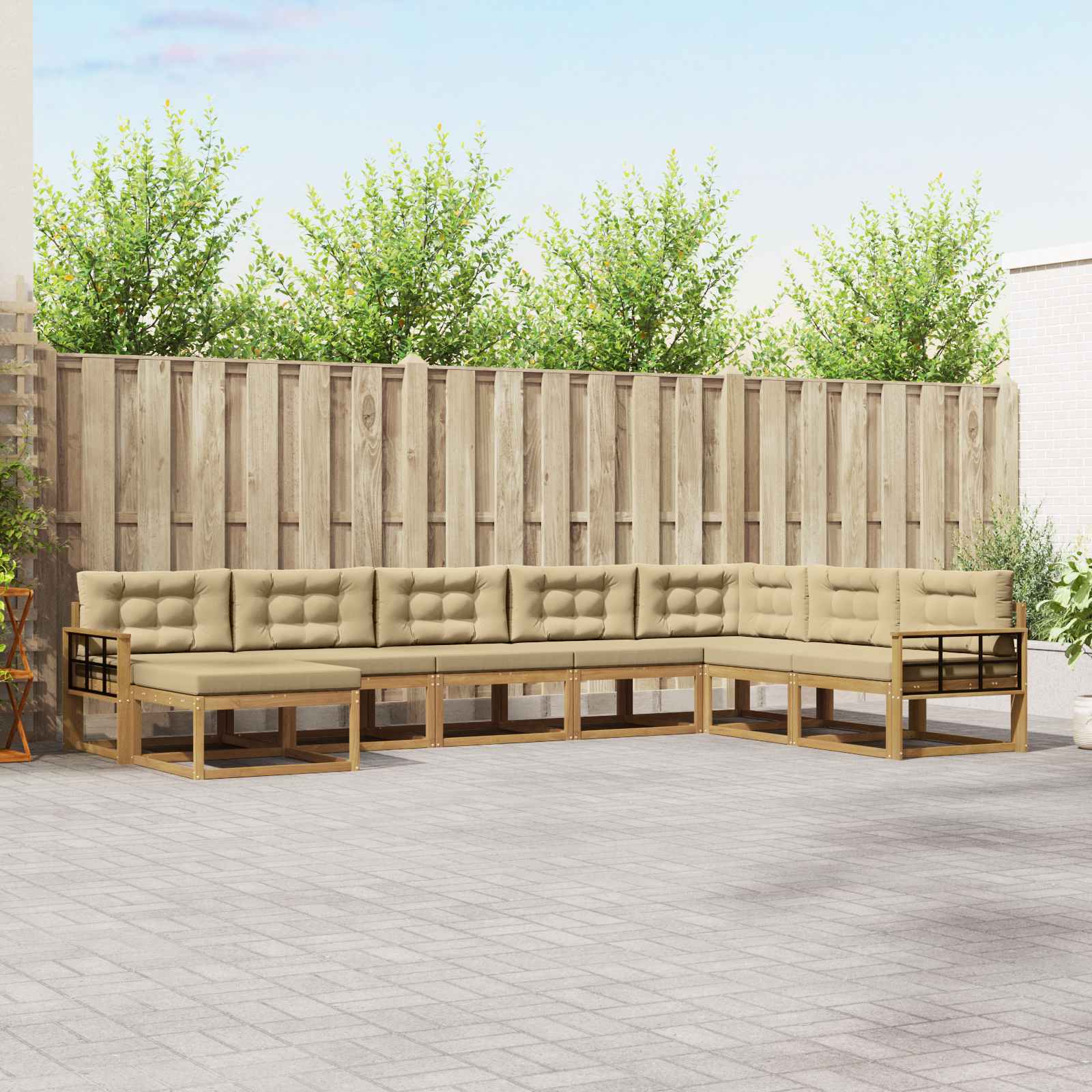 vidaXL Set de canapele de exterior 8 pcs Alb și Bej