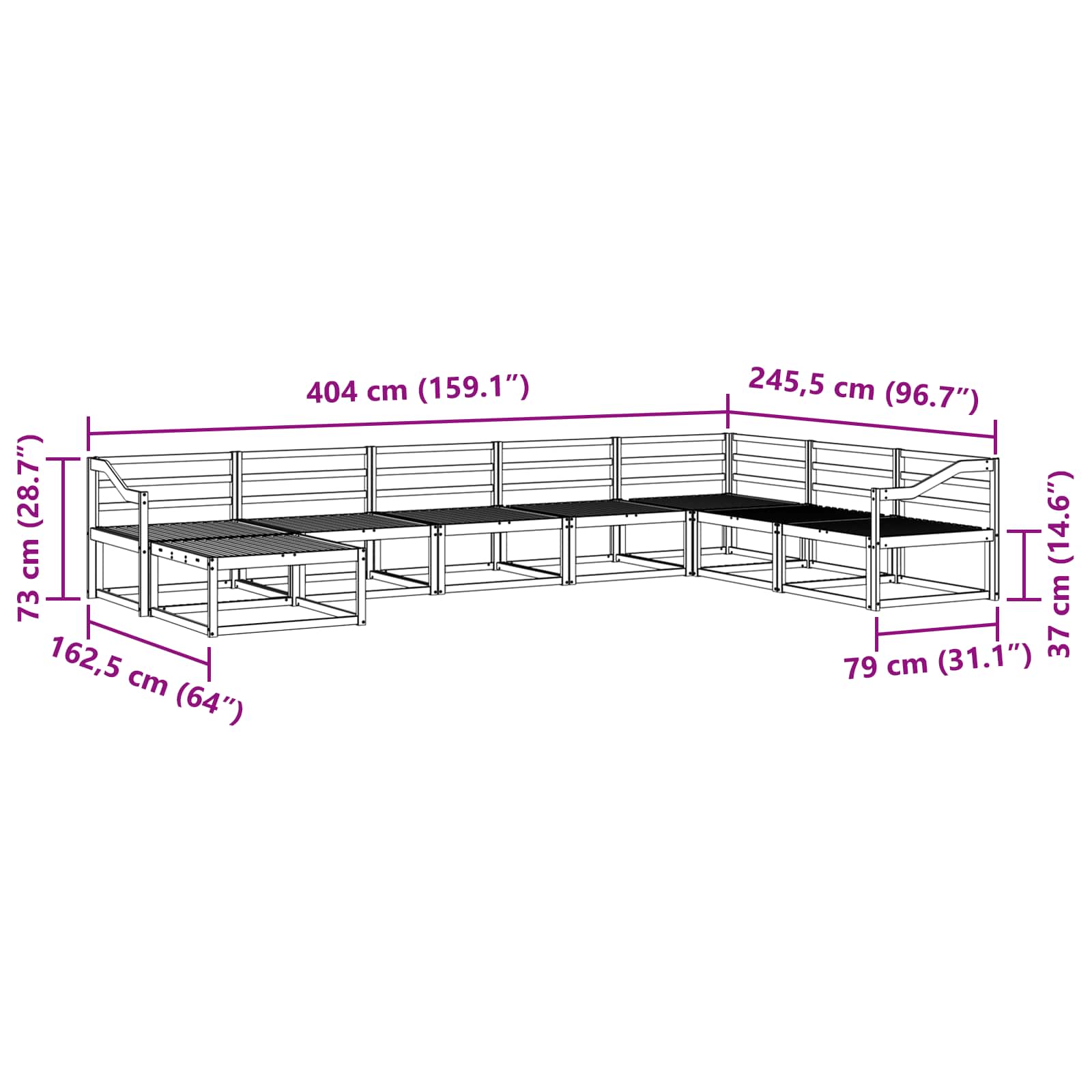 Buiten bankenset 8 pcs Wit Massief Acaciahout image 8