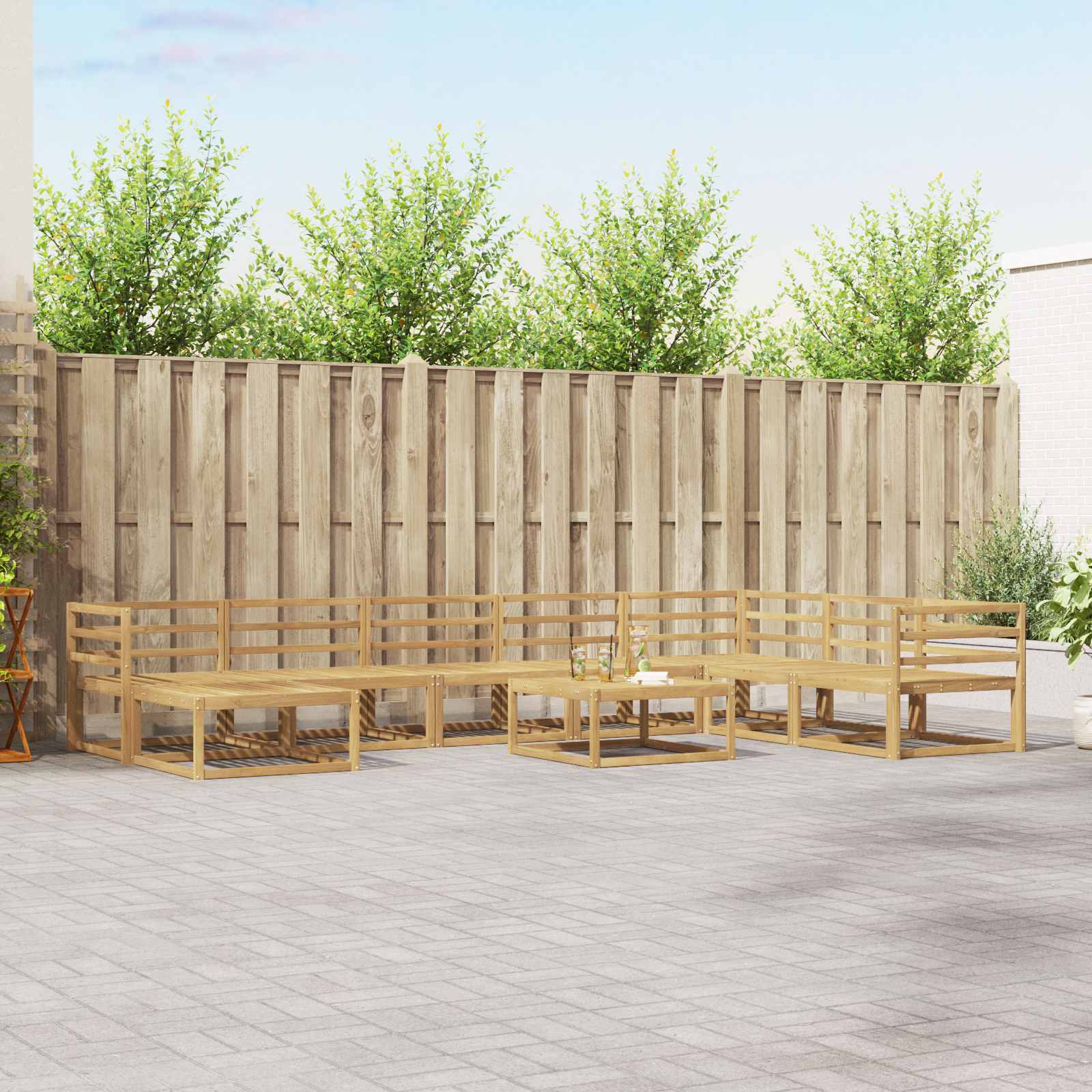 vidaXL Set de canapele de exterior 9 pcs Alb Lemn Solid de Acacia