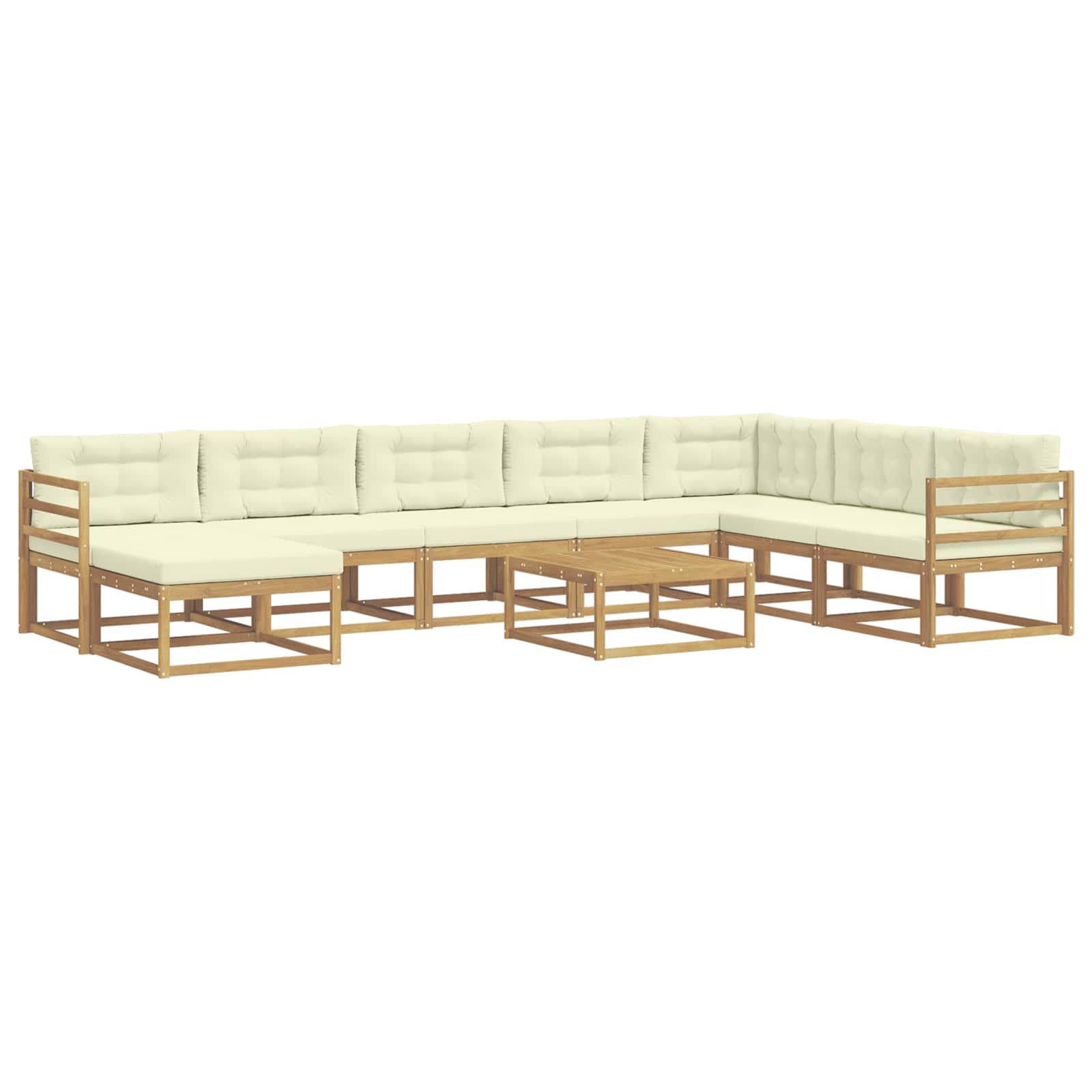 Zunanja garnitura za sedenje 9 pcs Bela in krem - slika 2