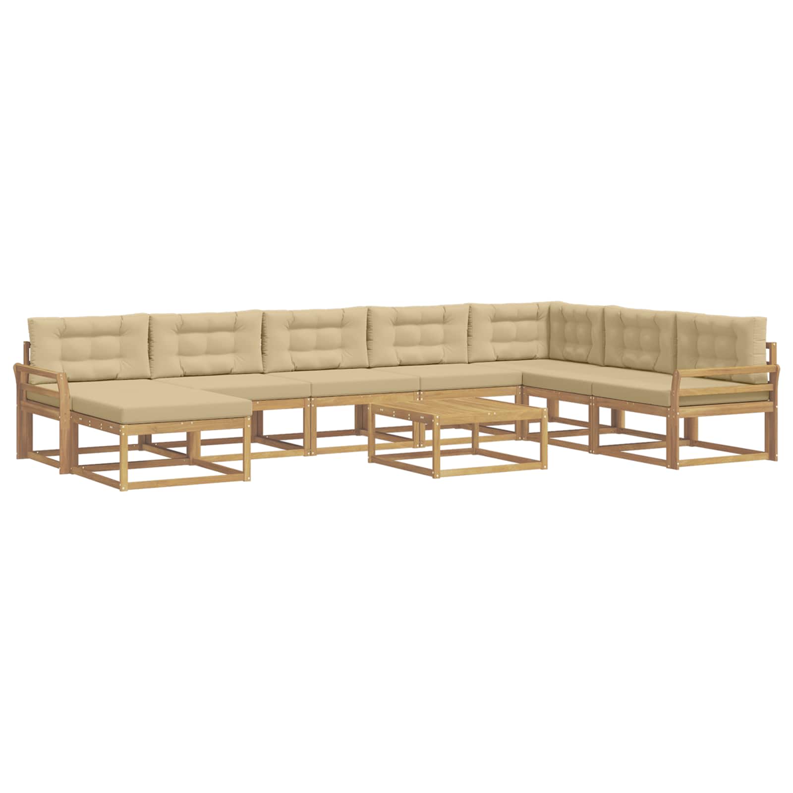 vidaXL Buiten bankenset 9 st 8-zits Wit en Beige, foto 3