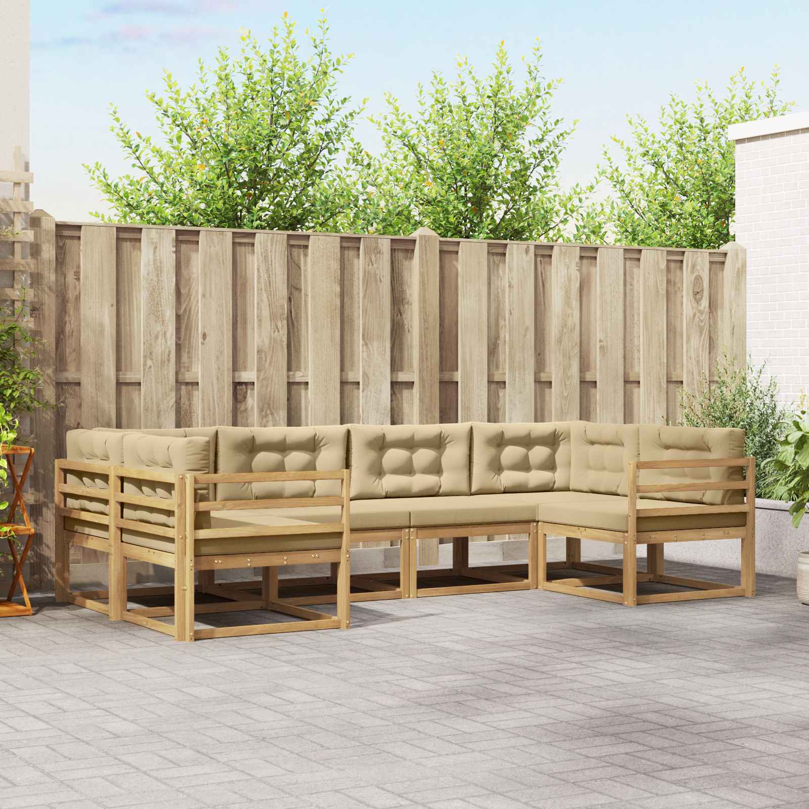 vidaXL Set de canapele de exterior cu pernă 6 pcs Alb și Bej