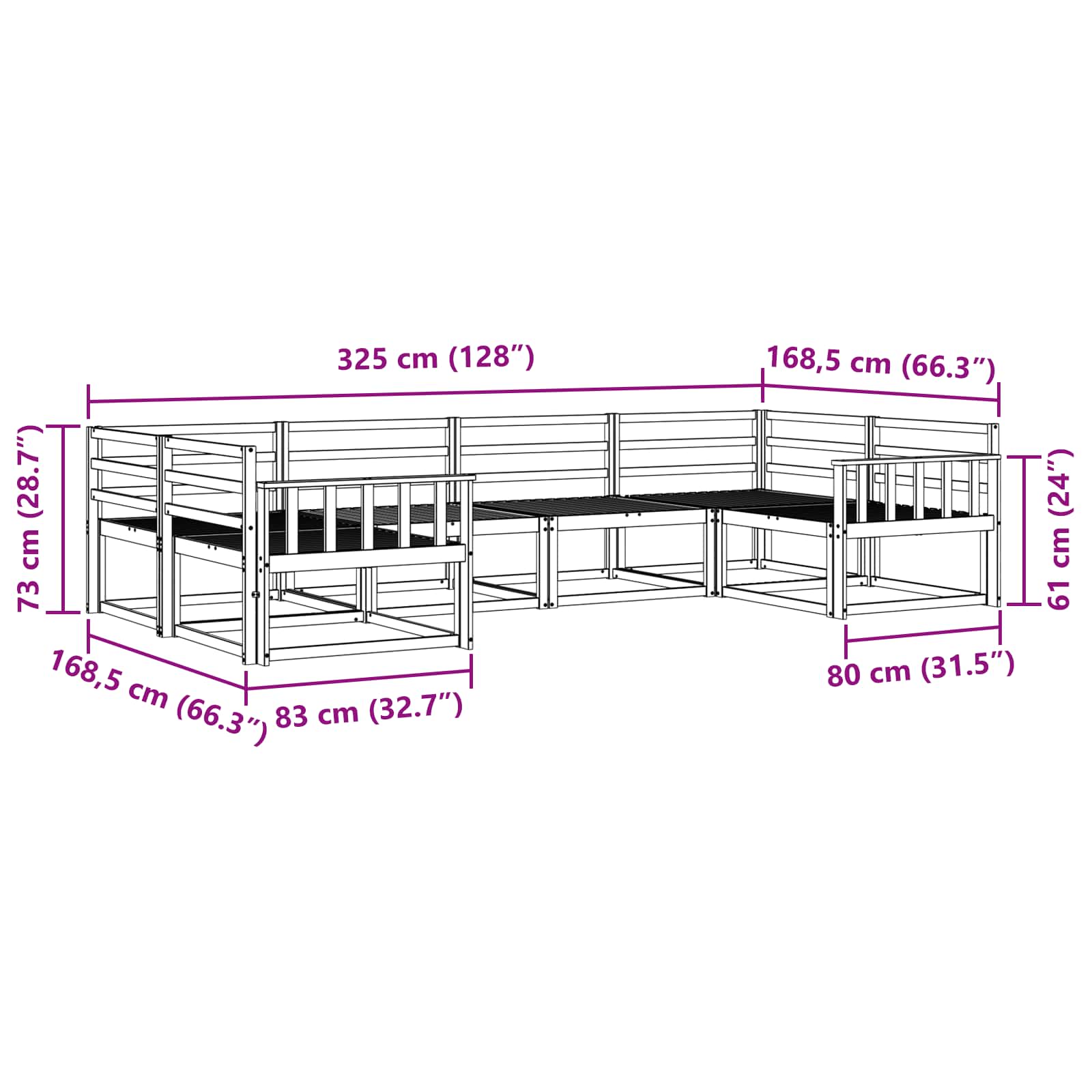 Buiten bankenset 6 pcs Wit Massief Acaciahout image 6