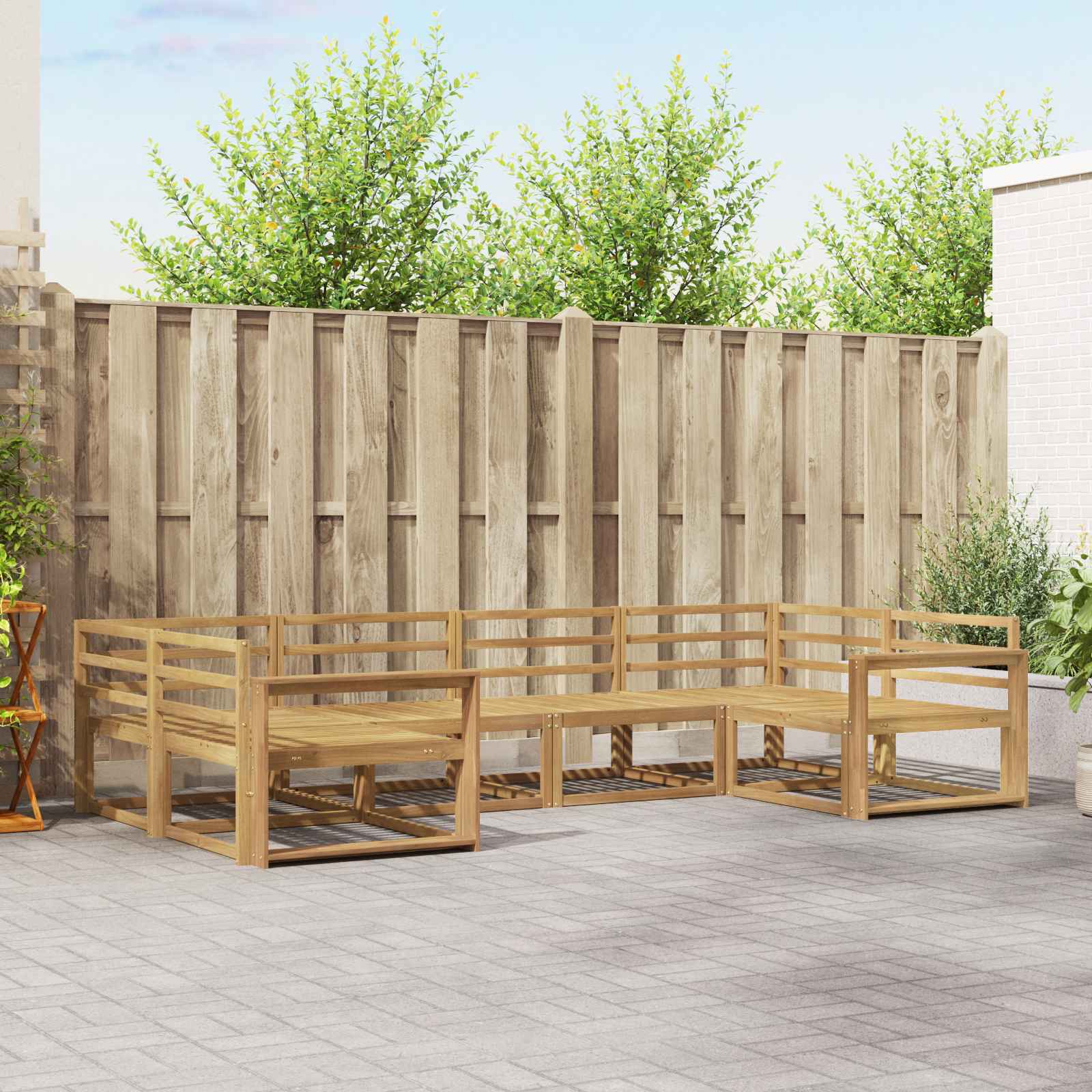 vidaXL Set de canapele de exterior 6 pcs Alb Lemn Solid de Acacia