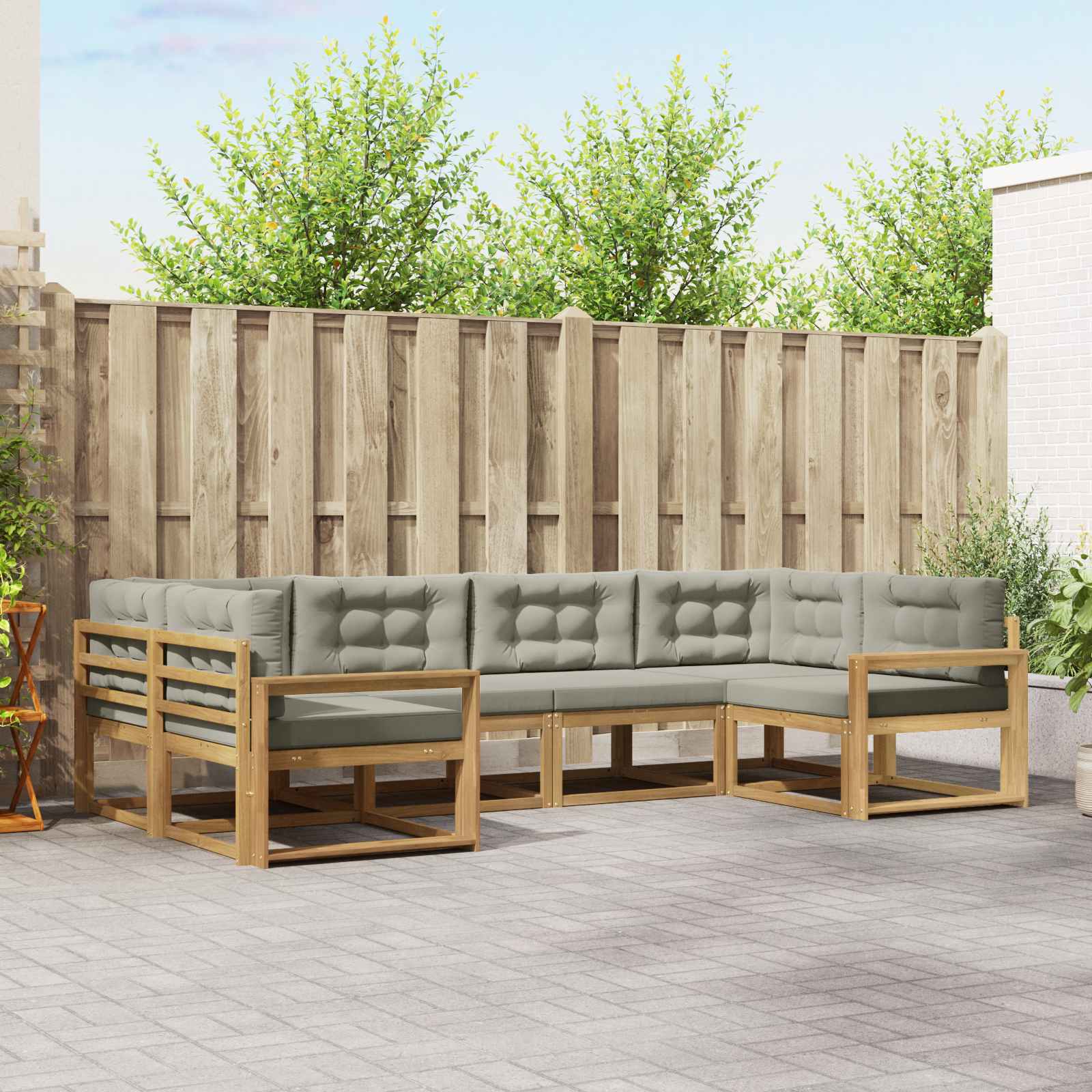 vidaXL Set de canapele de exterior cu pernă 6 pcs Alb și gri deschis