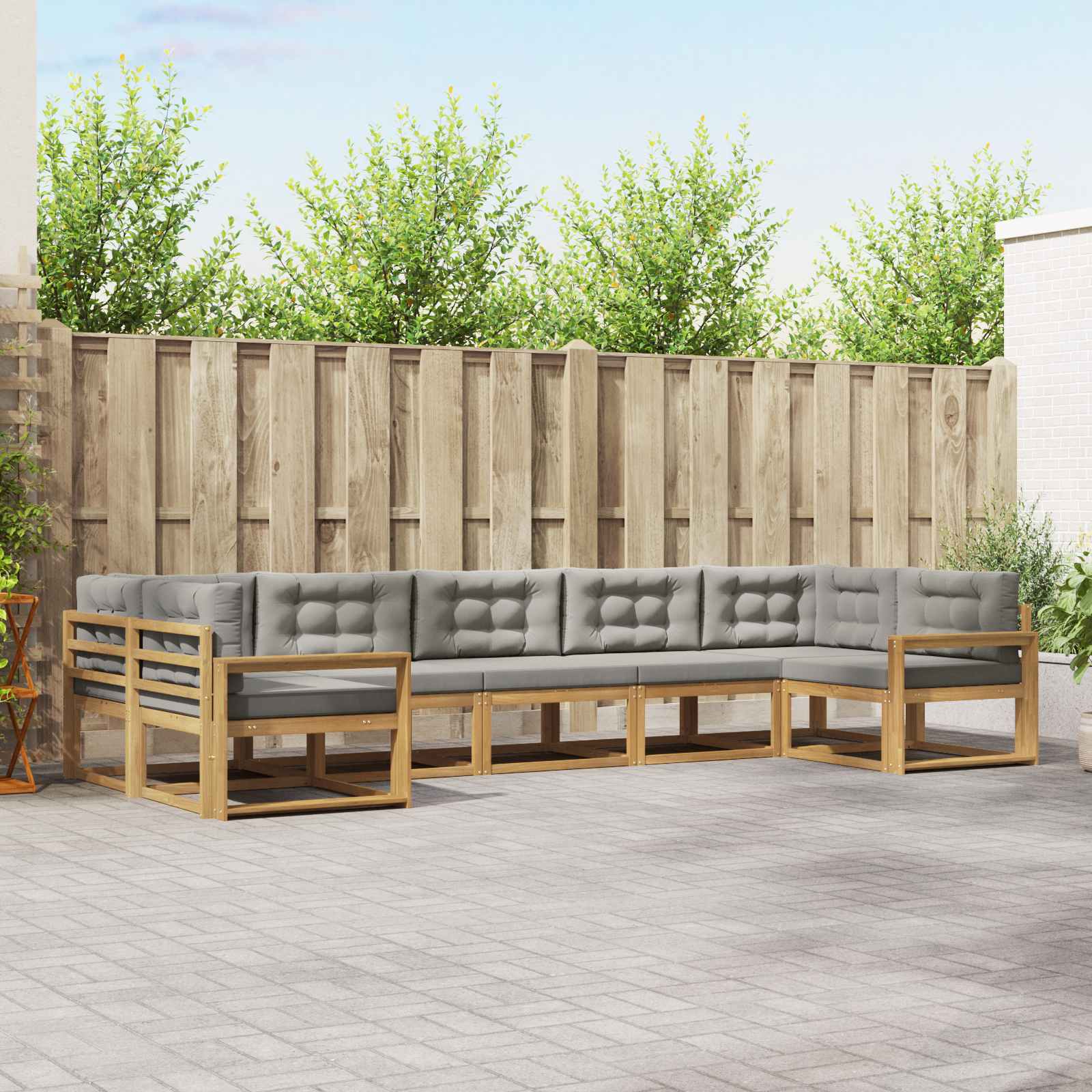 vidaXL Set de canapele de exterior cu pernă 7 pcs Alb și gri deschis
