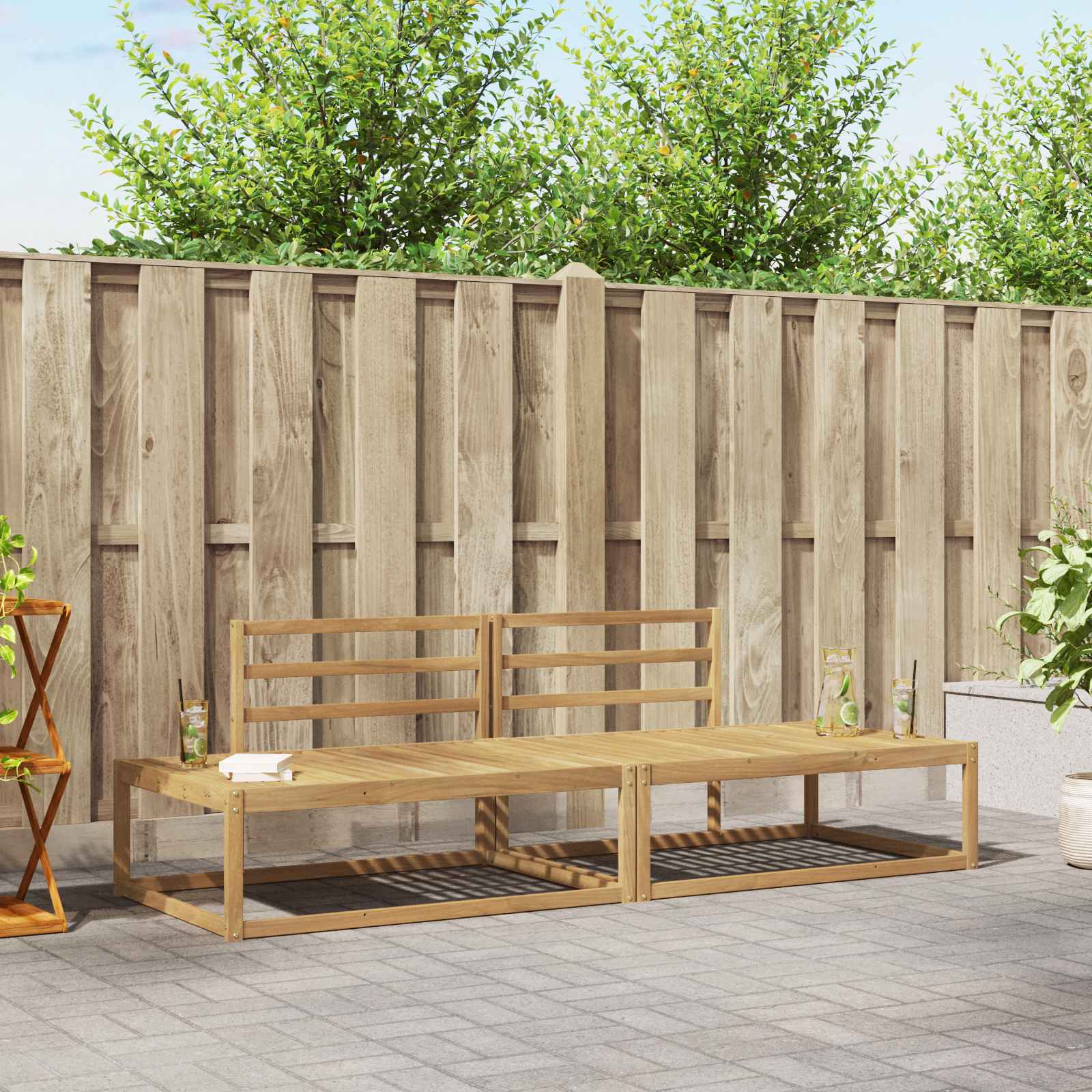 Buiten bankenset Wit 230,5 x 83 x 73 cm Massief Acaciahout image 1
