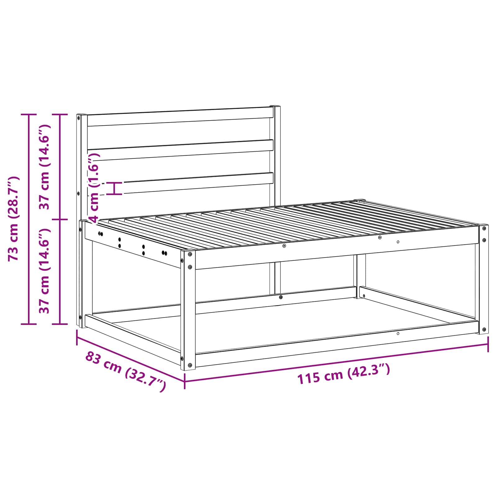 Buiten bankenset Wit 230,5 x 83 x 73 cm Massief Acaciahout image 8