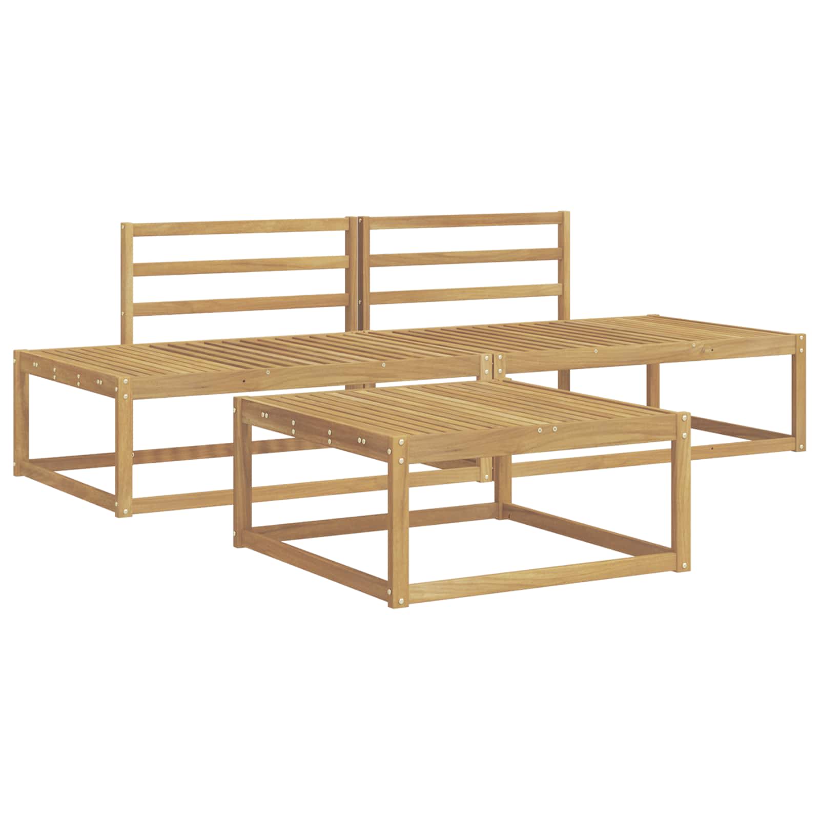 Buiten bankenset Wit 79 x 79 x 37 cm Massief Acaciahout image 2