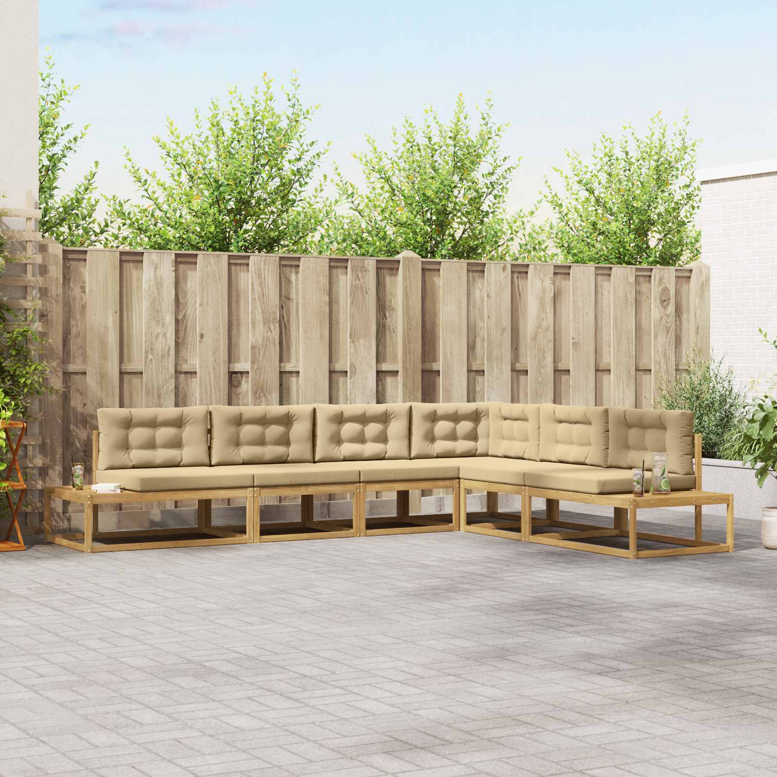 vidaXL Set de canapele de exterior Alb 357 x 198,5 x 73 cm Poliester