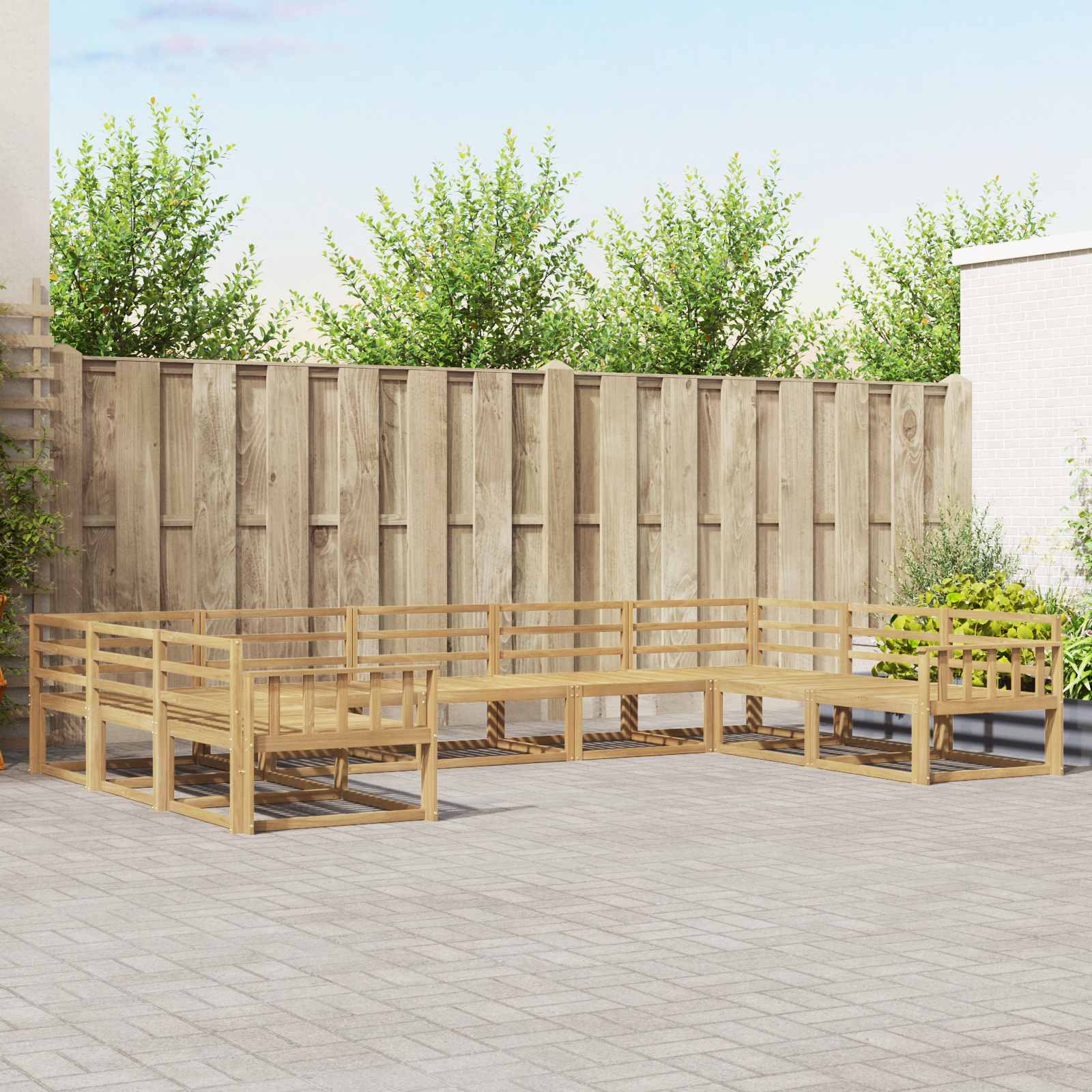 vidaXL Set de canapele de exterior 9 pcs Alb 404 x 247,5 x 73 cm