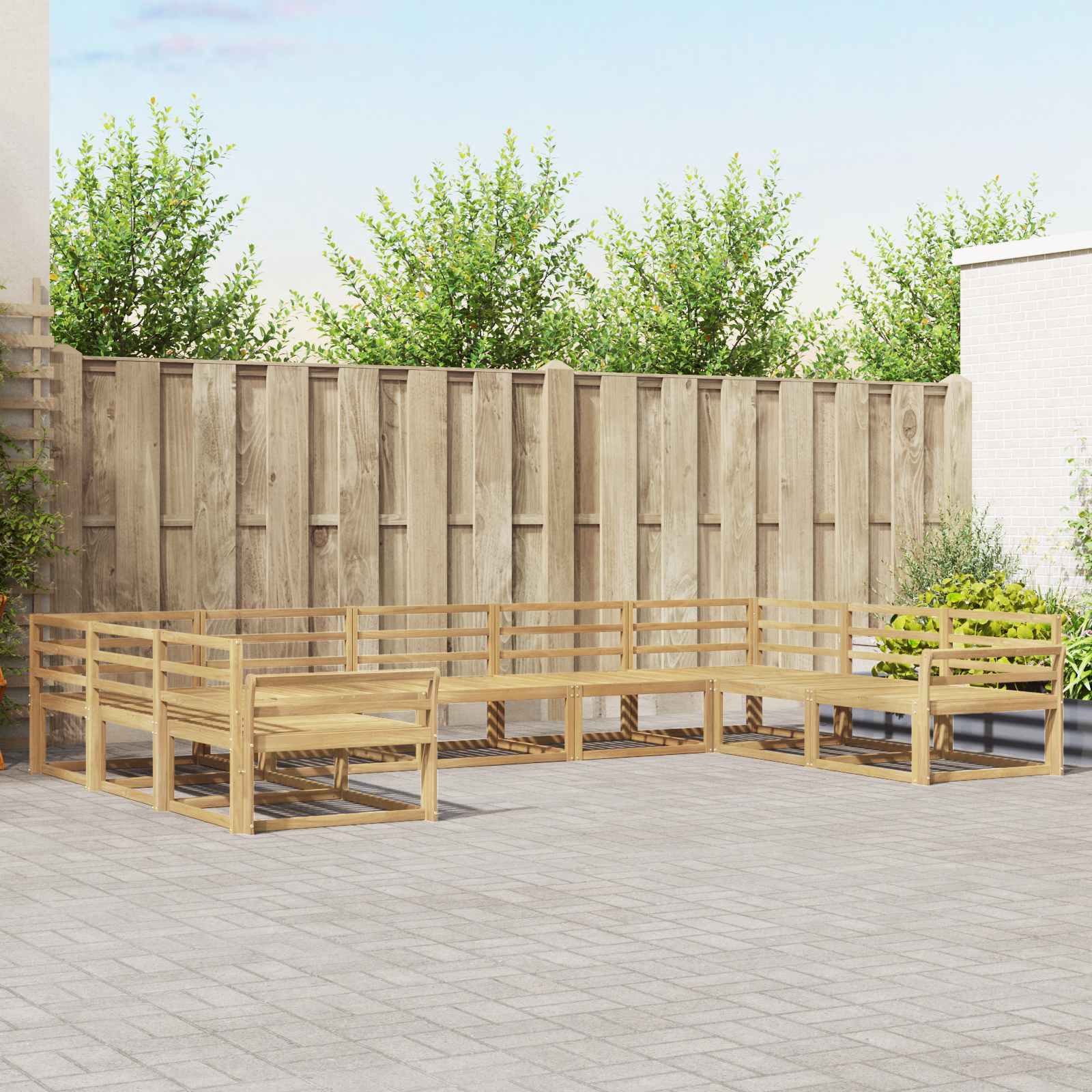 vidaXL Set de canapele de exterior 9 pcs Alb 404 x 247,5 x 73 cm