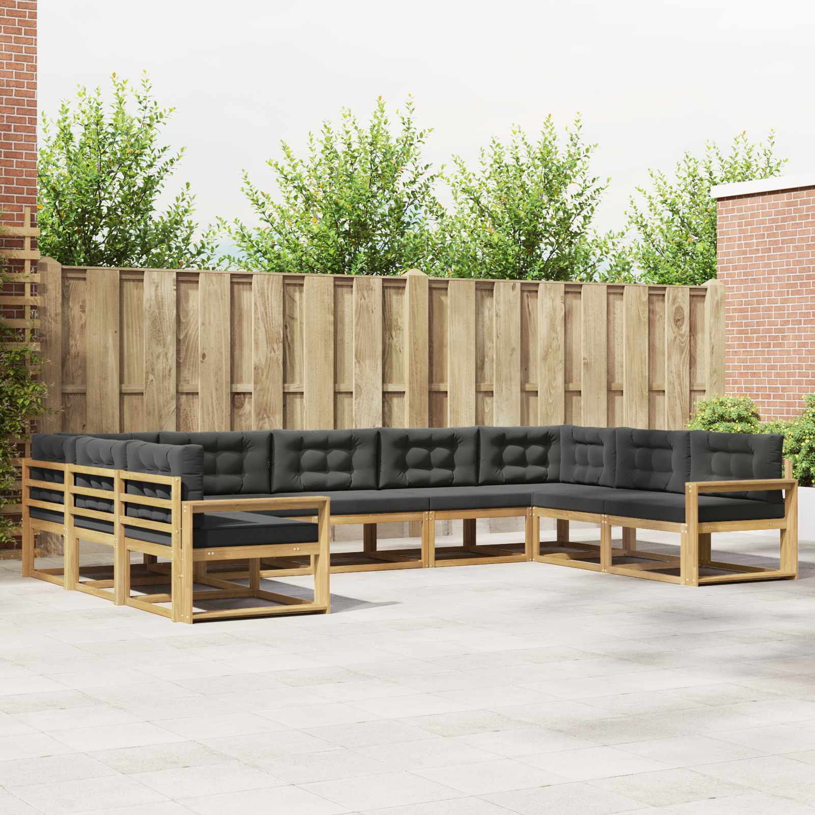 vidaXL Set de canapele de exterior cu pernă 9 pcs Alb și antracit