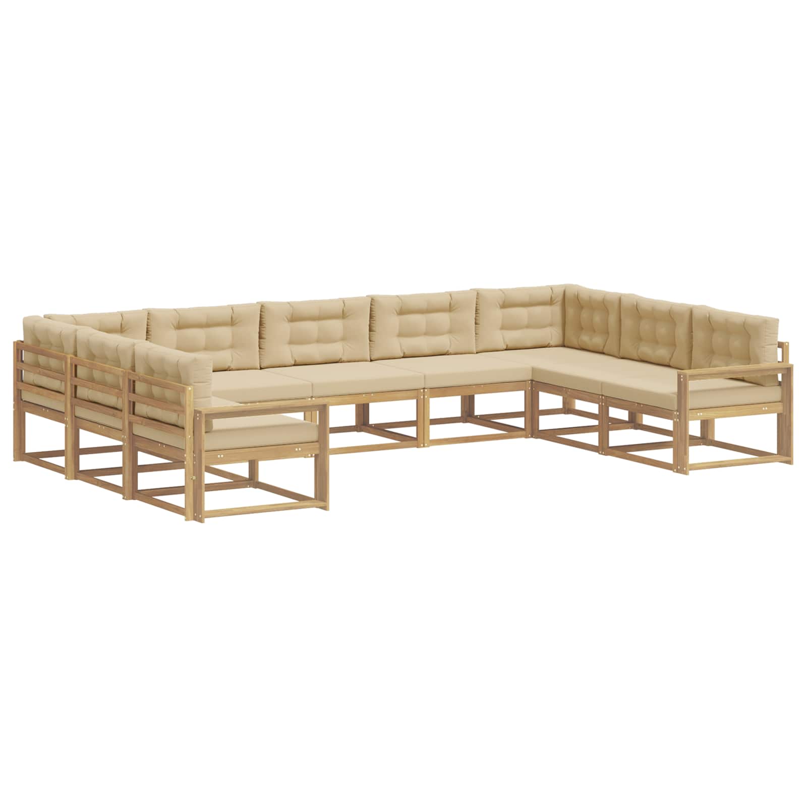 vidaXL Buiten bankenset 9 st 9-zits Wit en Beige, foto 3