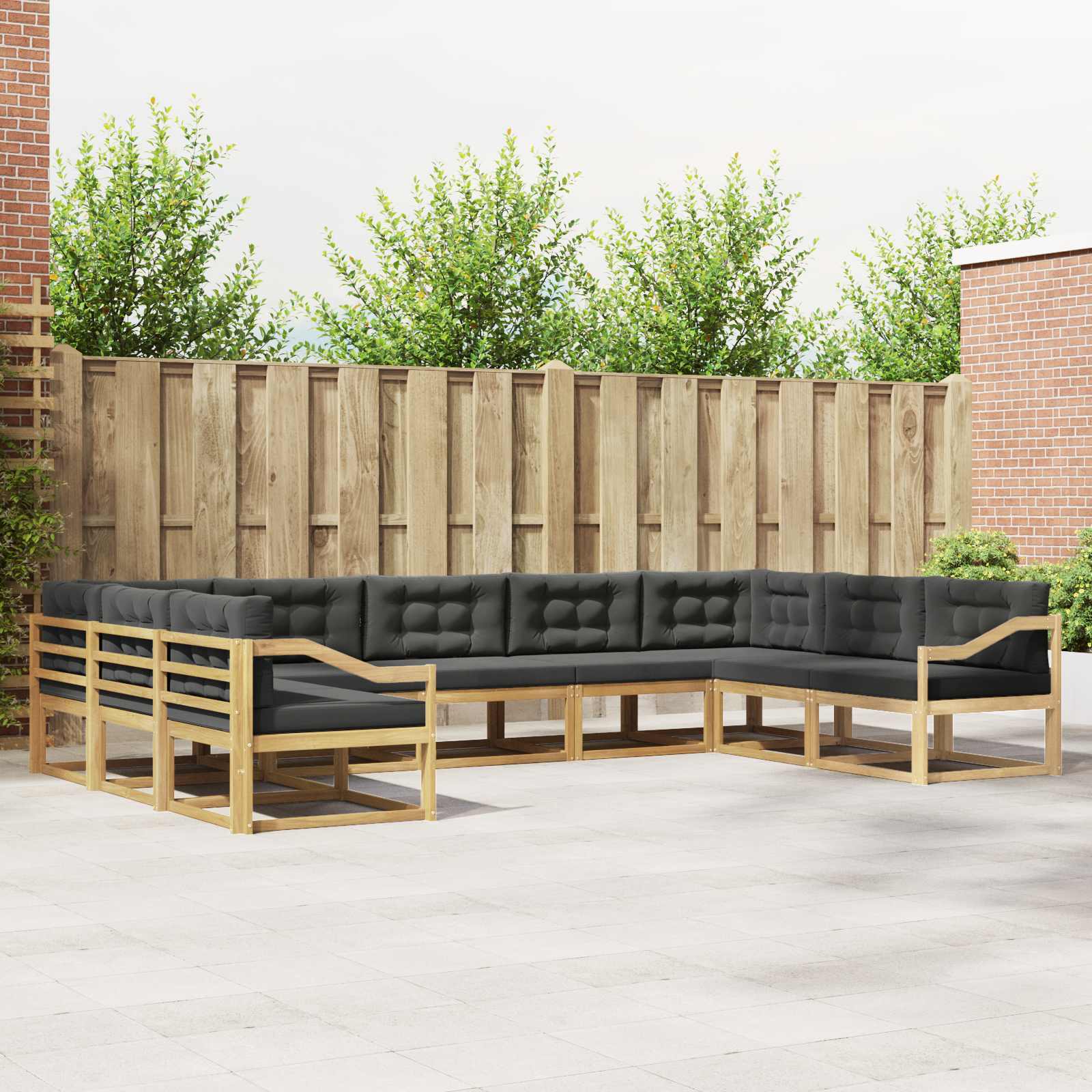 vidaXL Set de canapele de exterior cu pernă 9 pcs Alb și antracit