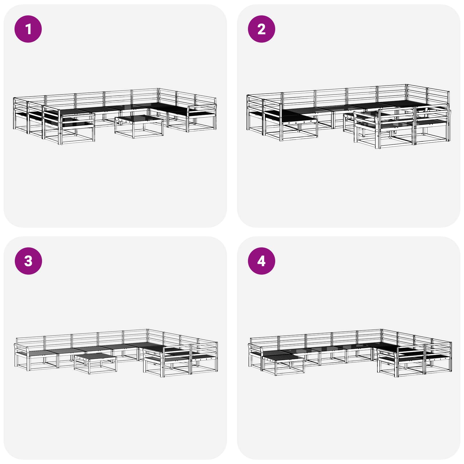 Buiten bankenset 10 pcs Wit Massief Acaciahout image 8