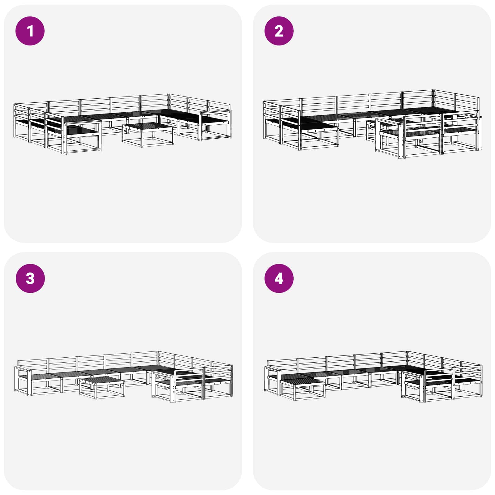 Buiten bankenset 10 pcs Wit Massief Acaciahout image 8