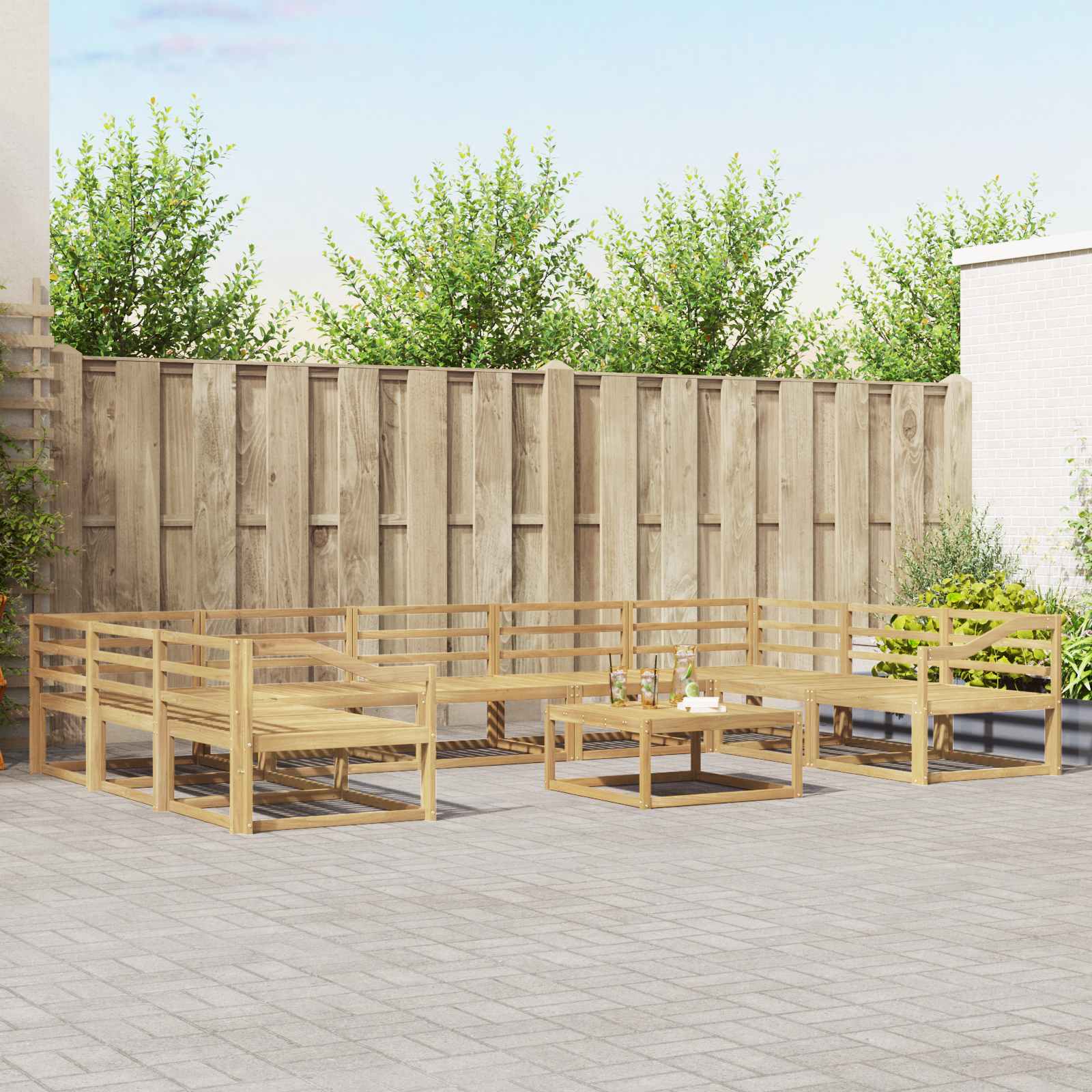 vidaXL Set de canapele de exterior 10 pcs Alb Lemn Solid de Acacia