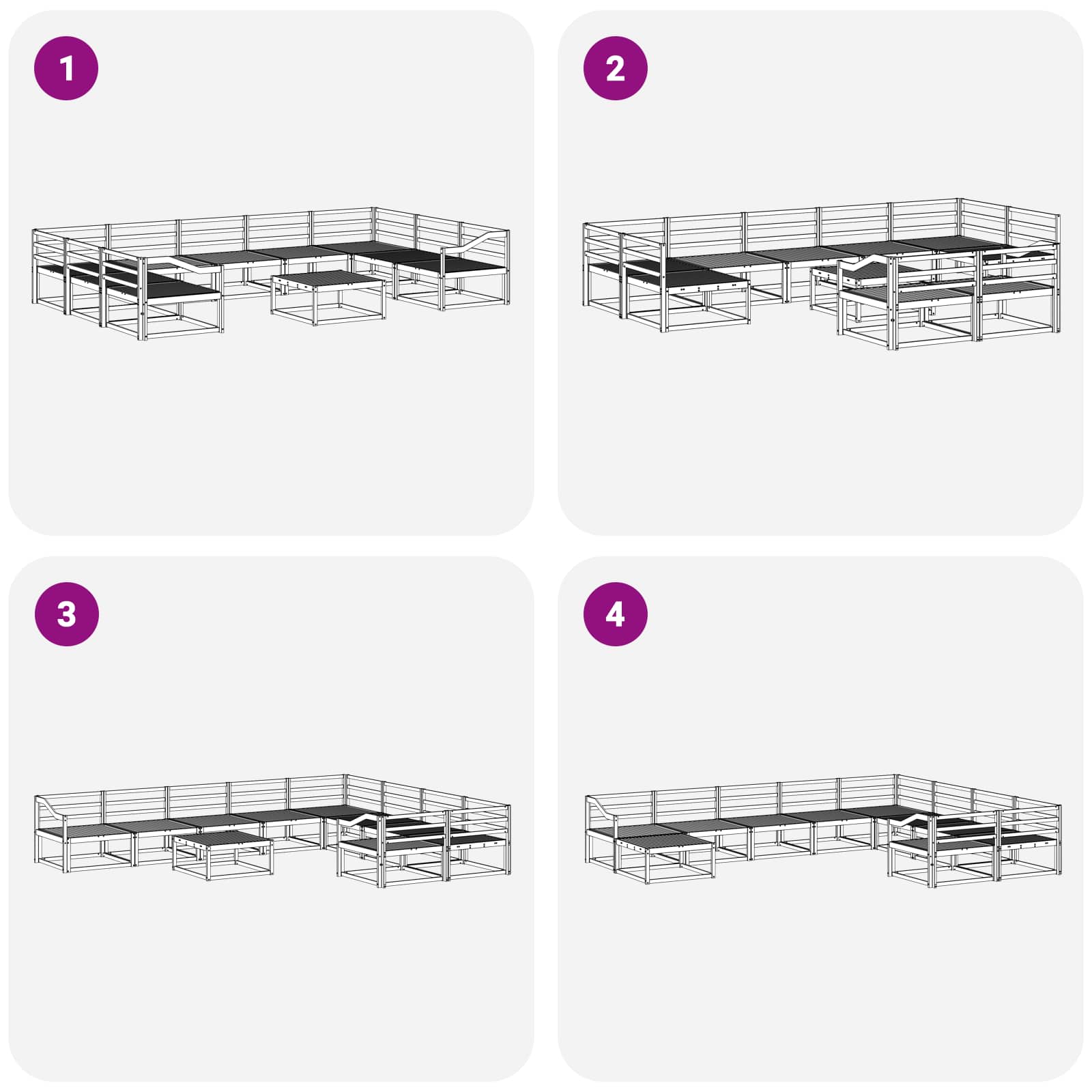 Buiten bankenset 10 pcs Wit Massief Acaciahout image 8