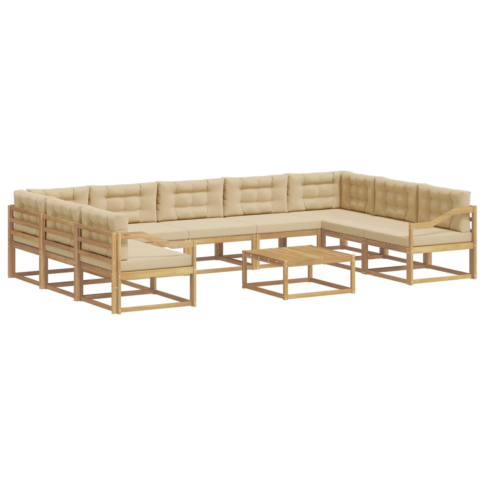 vidaXL Buiten bankenset 10 st 9-zits Wit en Beige, foto 3