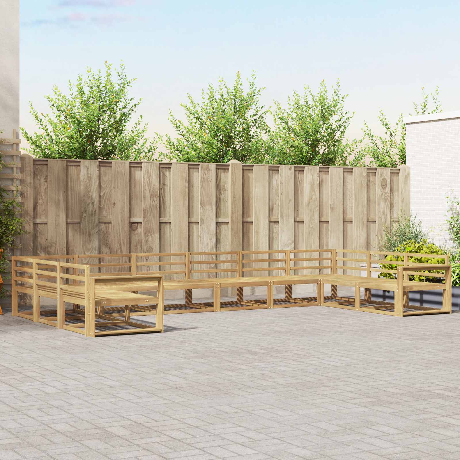 vidaXL Set de canapele de exterior 10 pcs Alb Lemn Solid de Acacia