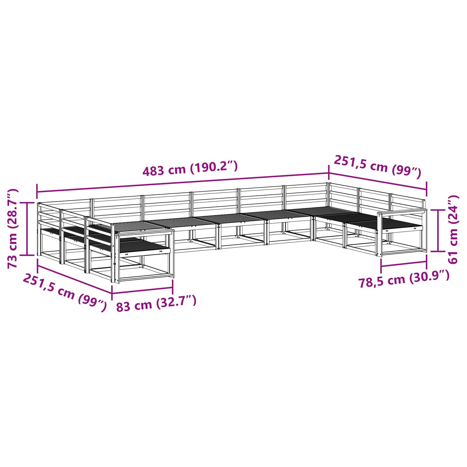 Buiten bankenset 10 pcs Wit Massief Acaciahout image 7