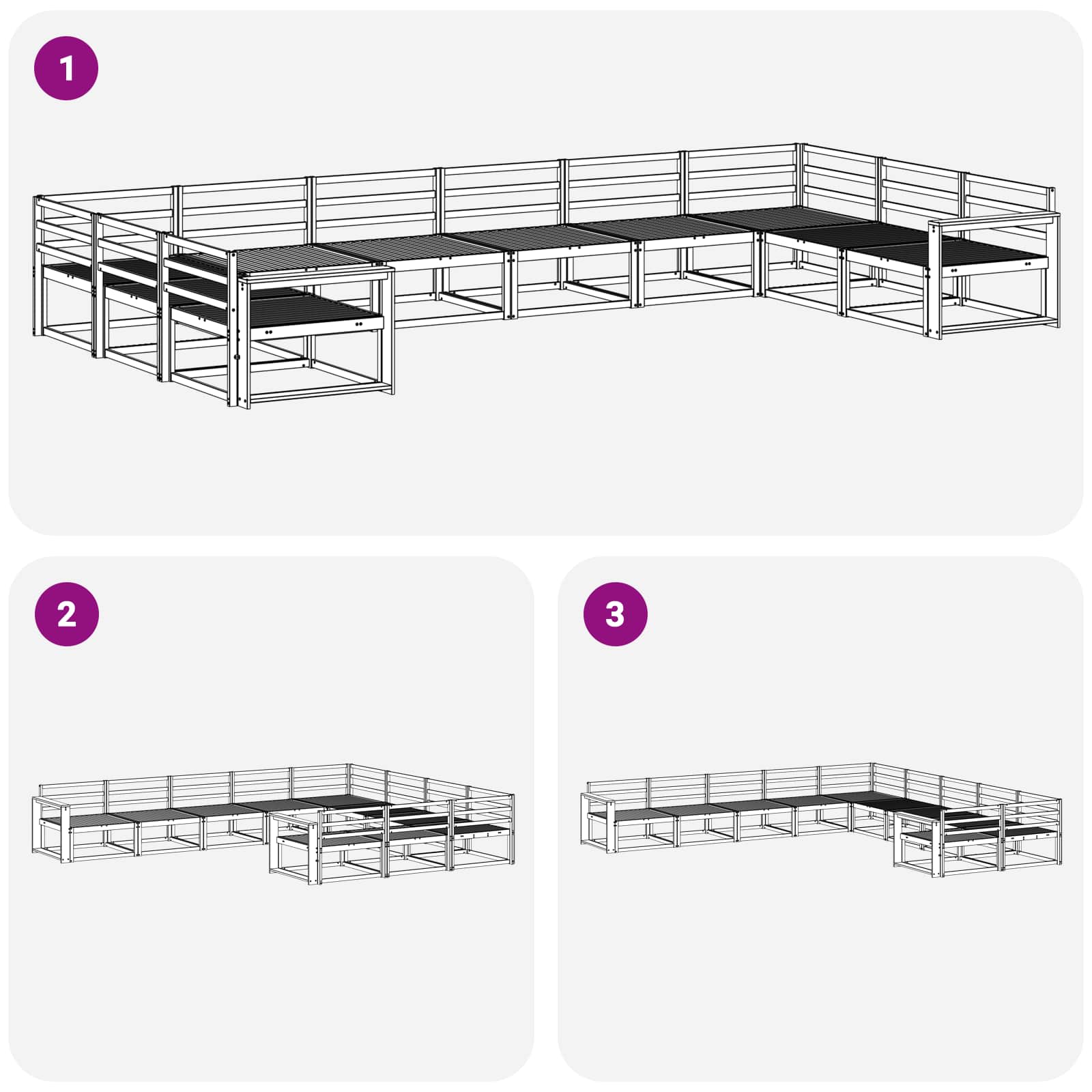 Buiten bankenset 10 pcs Wit Massief Acaciahout image 6