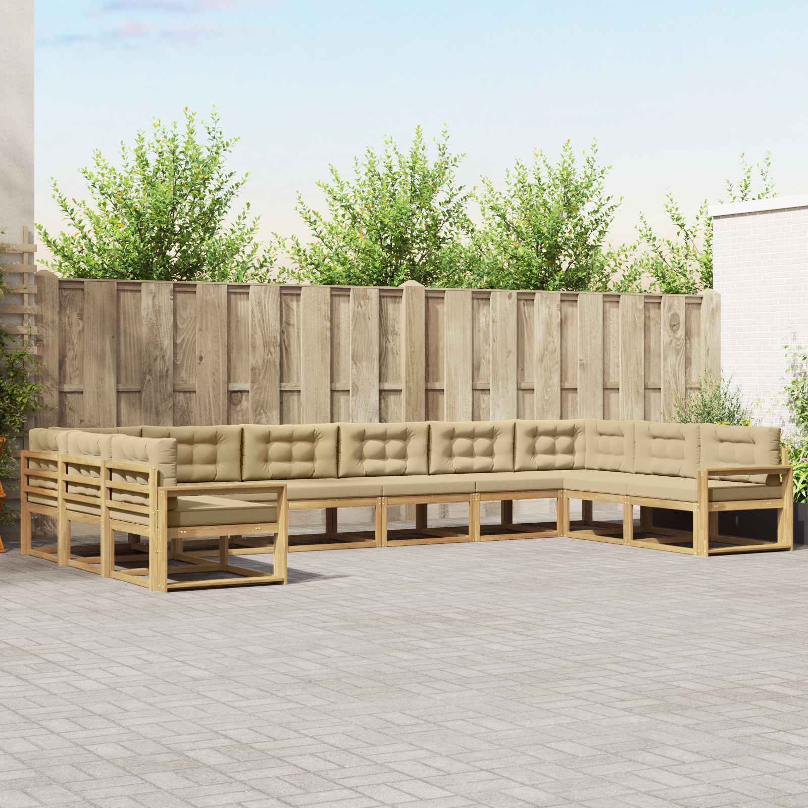 vidaXL Set de canapele de exterior cu pernă 10 pcs Alb și Bej