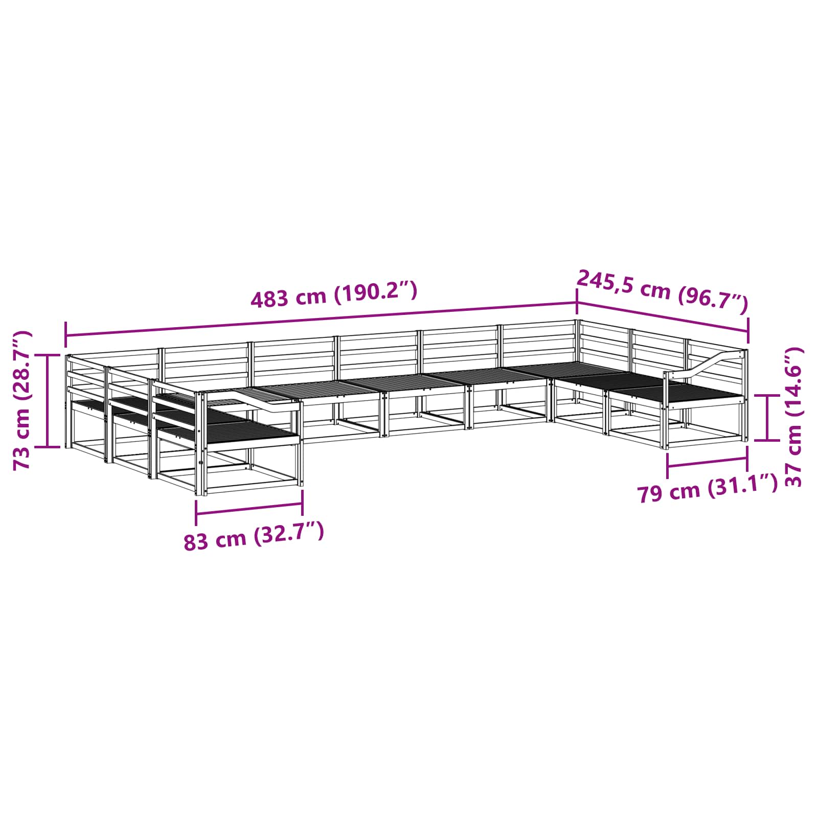 Buiten bankenset 10 pcs Wit Massief Acaciahout image 7