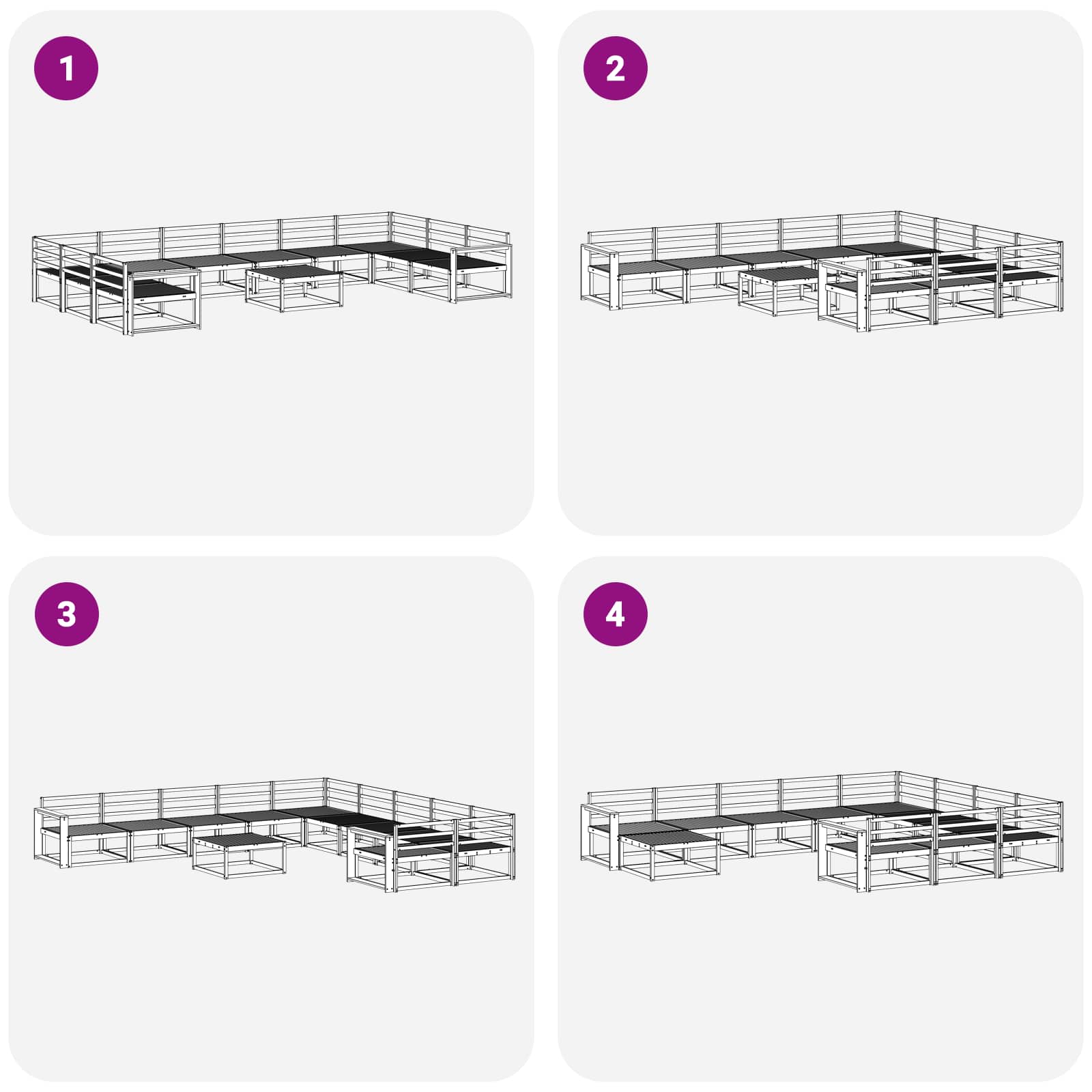 Buiten bankenset 11 pcs Wit Massief Acaciahout image 8