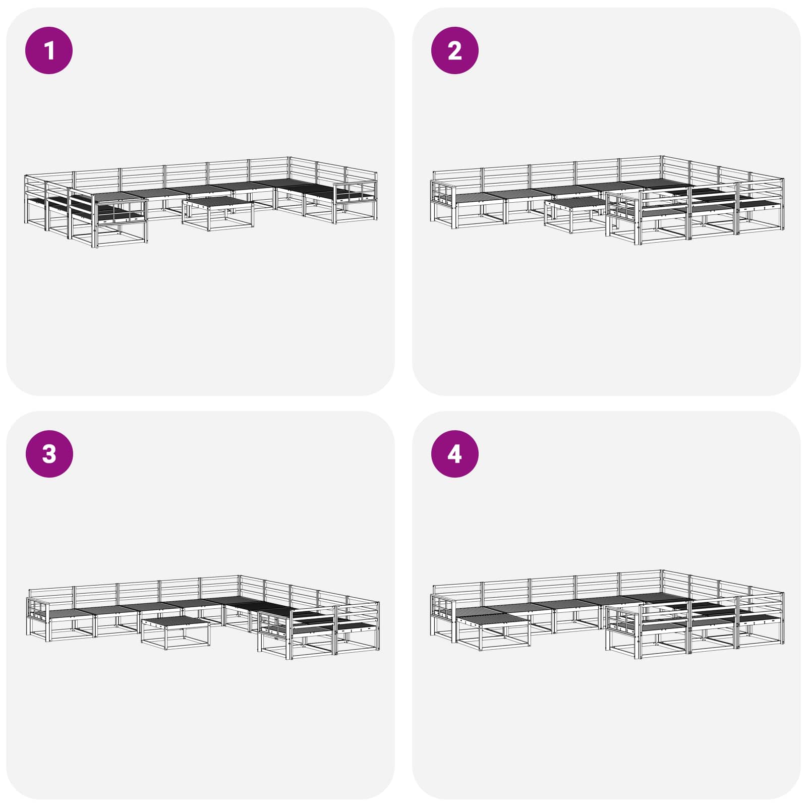 Buiten bankenset 11 pcs Wit Massief Acaciahout image 8