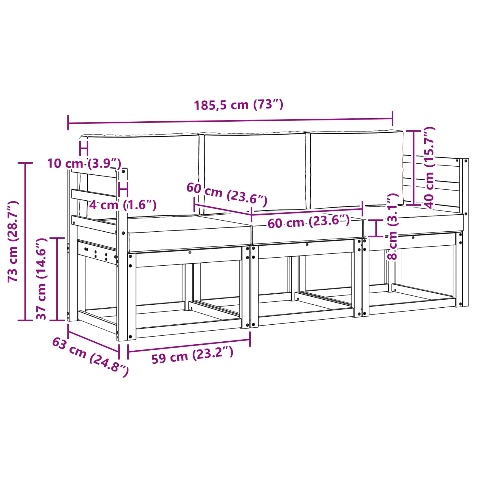Zunanja garnitura za sedenje 3 pcs - slika 6