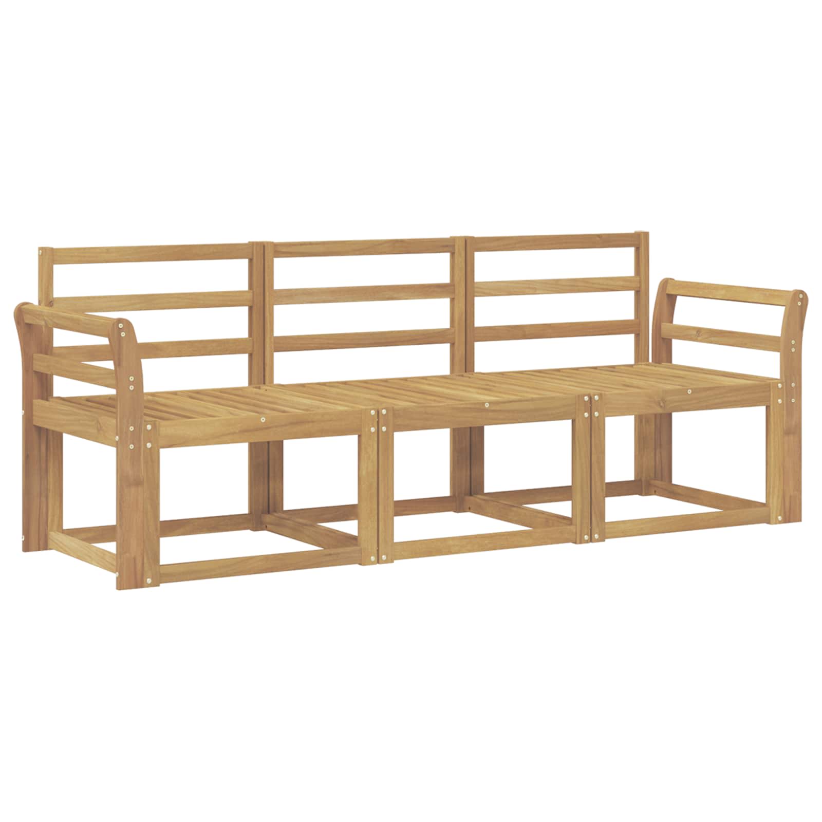 Buiten bankenset 3 pcs Wit 194 x 63 x 73 cm Massief Acaciahout image 1
