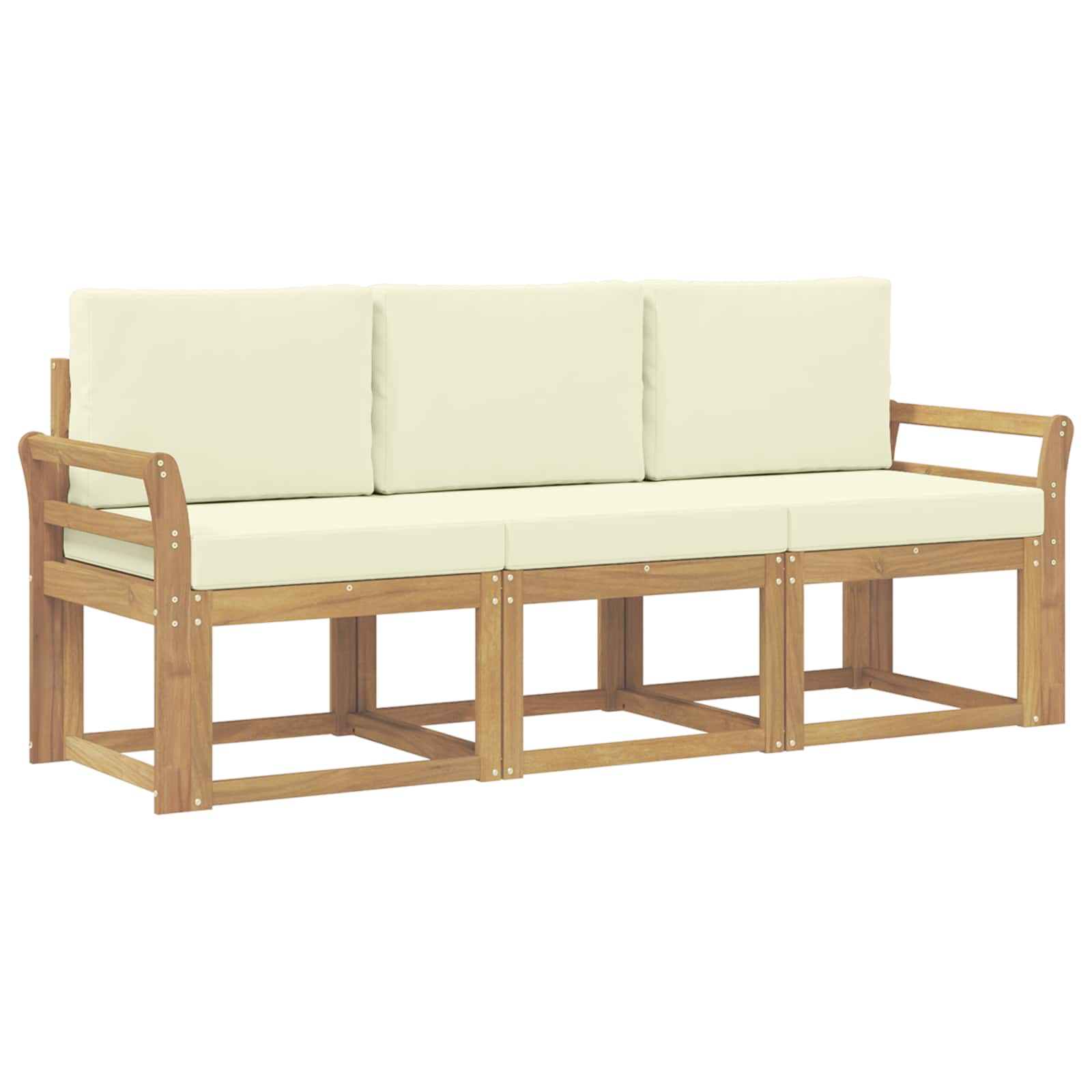 vidaXL Buiten bankenset 3 st Wit en crèmekleurig 194 x 63 x 73 cm, foto 3