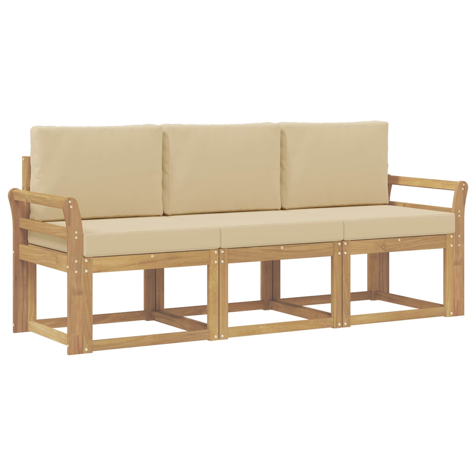 vidaXL Buiten bankenset 3 st White and Beige 194 x 63 x 73 cm, foto 3