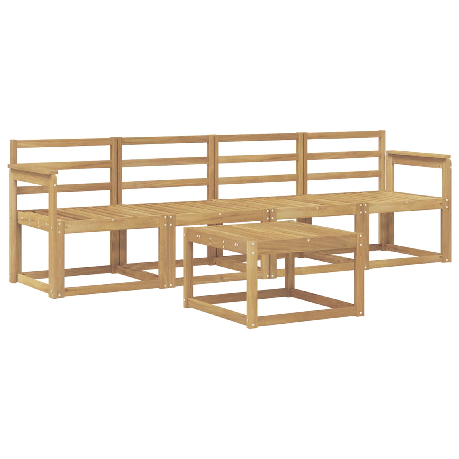 Buiten bankenset 5 pcs Wit 59 x 59 x 37 cm Massief Acaciahout image 1