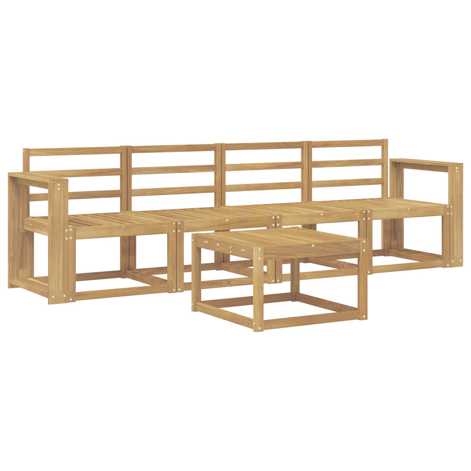 Buiten bankenset 5 pcs Wit 59 x 59 x 37 cm Massief Acaciahout image 2