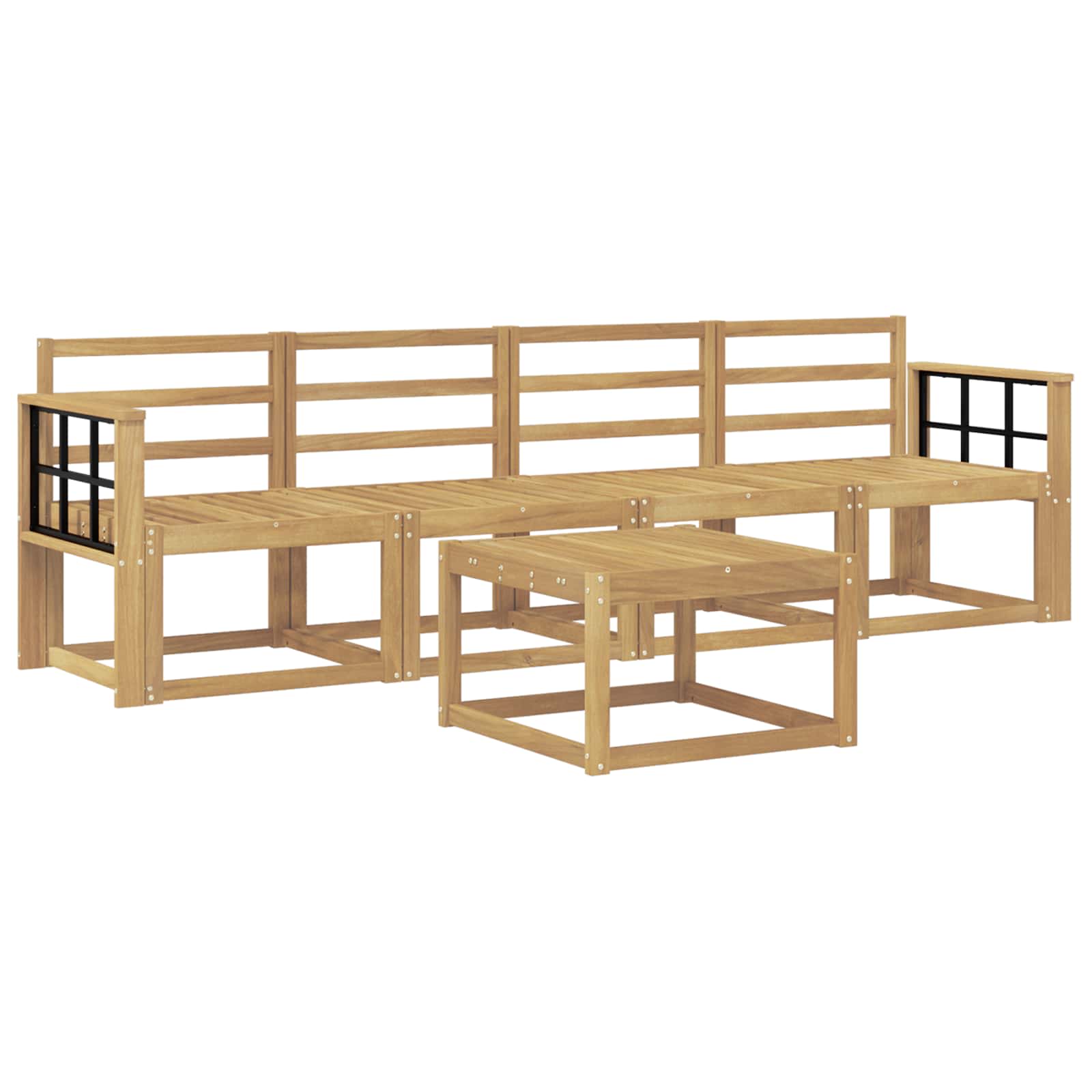 Buiten bankenset 5 pcs Wit 59 x 59 x 37 cm Massief Acaciahout image 2