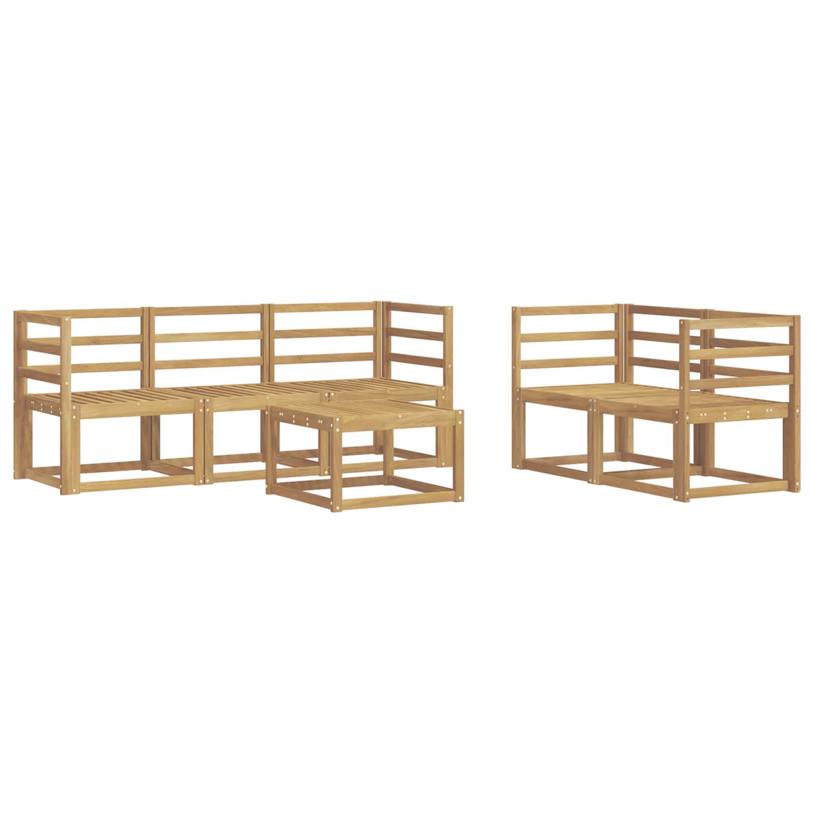 Buiten bankenset 6 pcs Wit 59 x 59 x 37 cm Massief Acaciahout image 1
