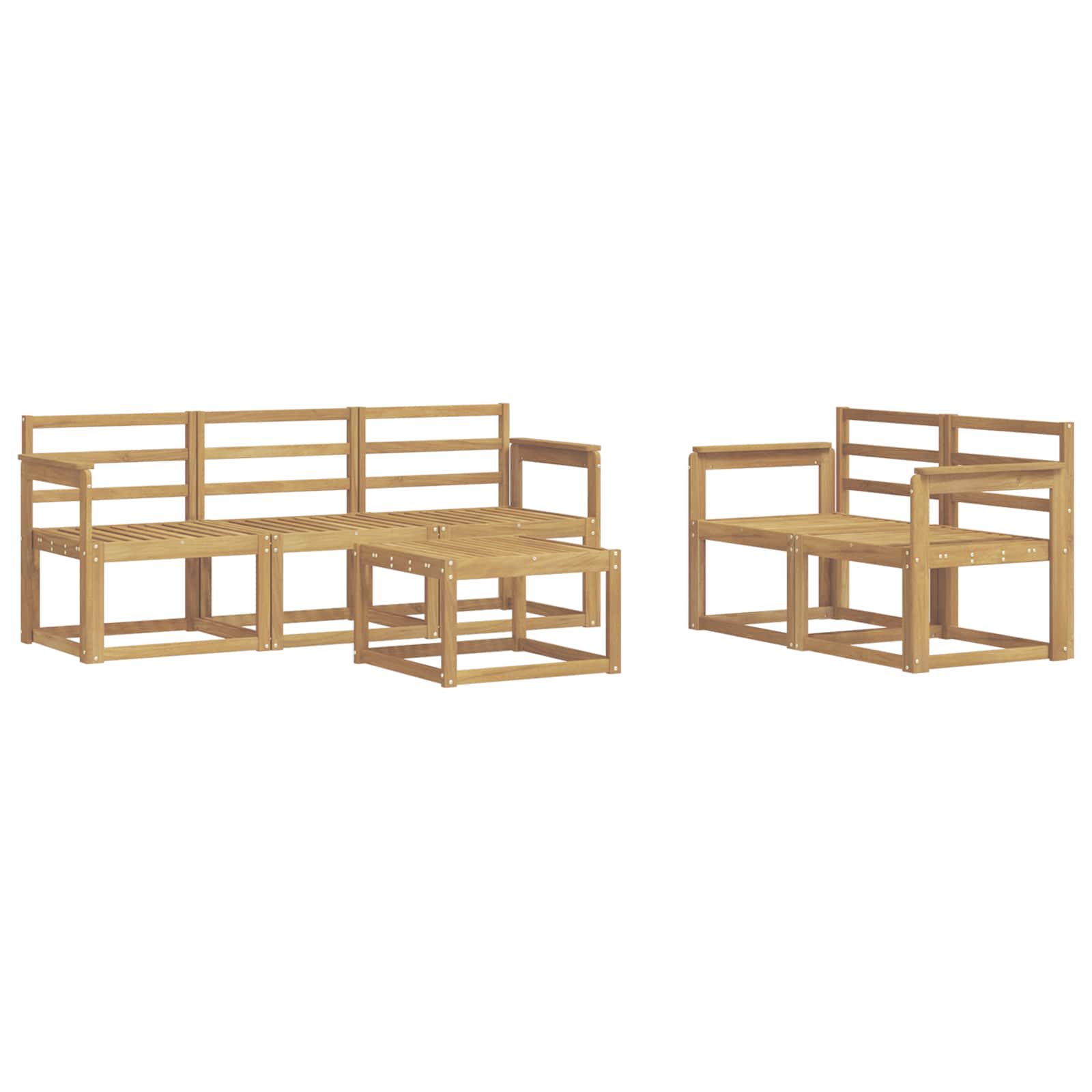 Buiten bankenset 6 pcs Wit 59 x 59 x 37 cm Massief Acaciahout image 1
