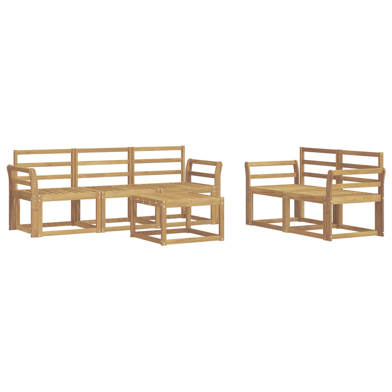Buiten bankenset 6 pcs Wit 59 x 59 x 37 cm Massief Acaciahout image 1