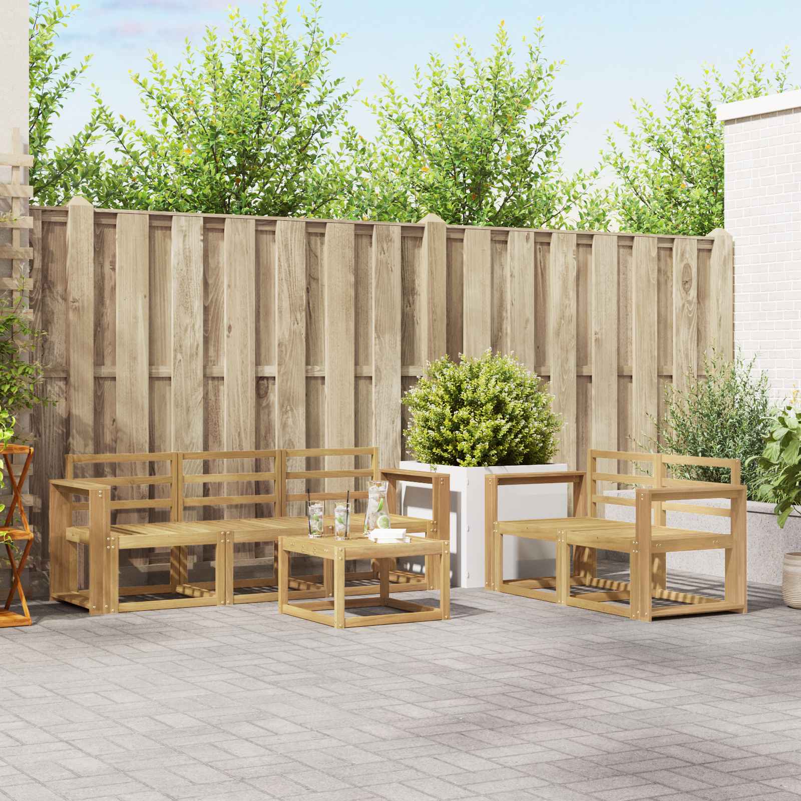 Комплект дивани за открито 6 pcs Бяло 59 x 59 x 37 см