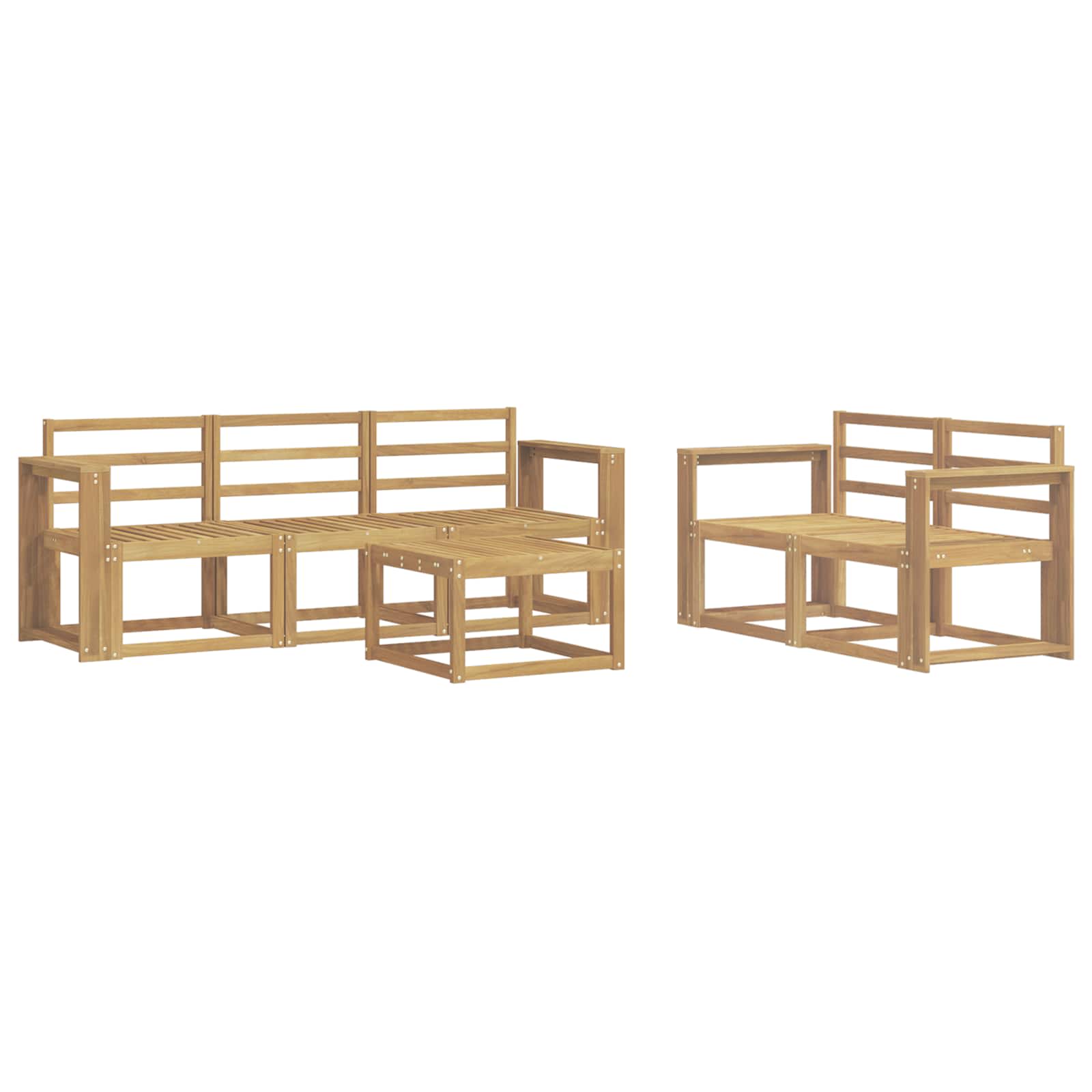 Buiten bankenset 6 pcs Wit 59 x 59 x 37 cm Massief Acaciahout image 1