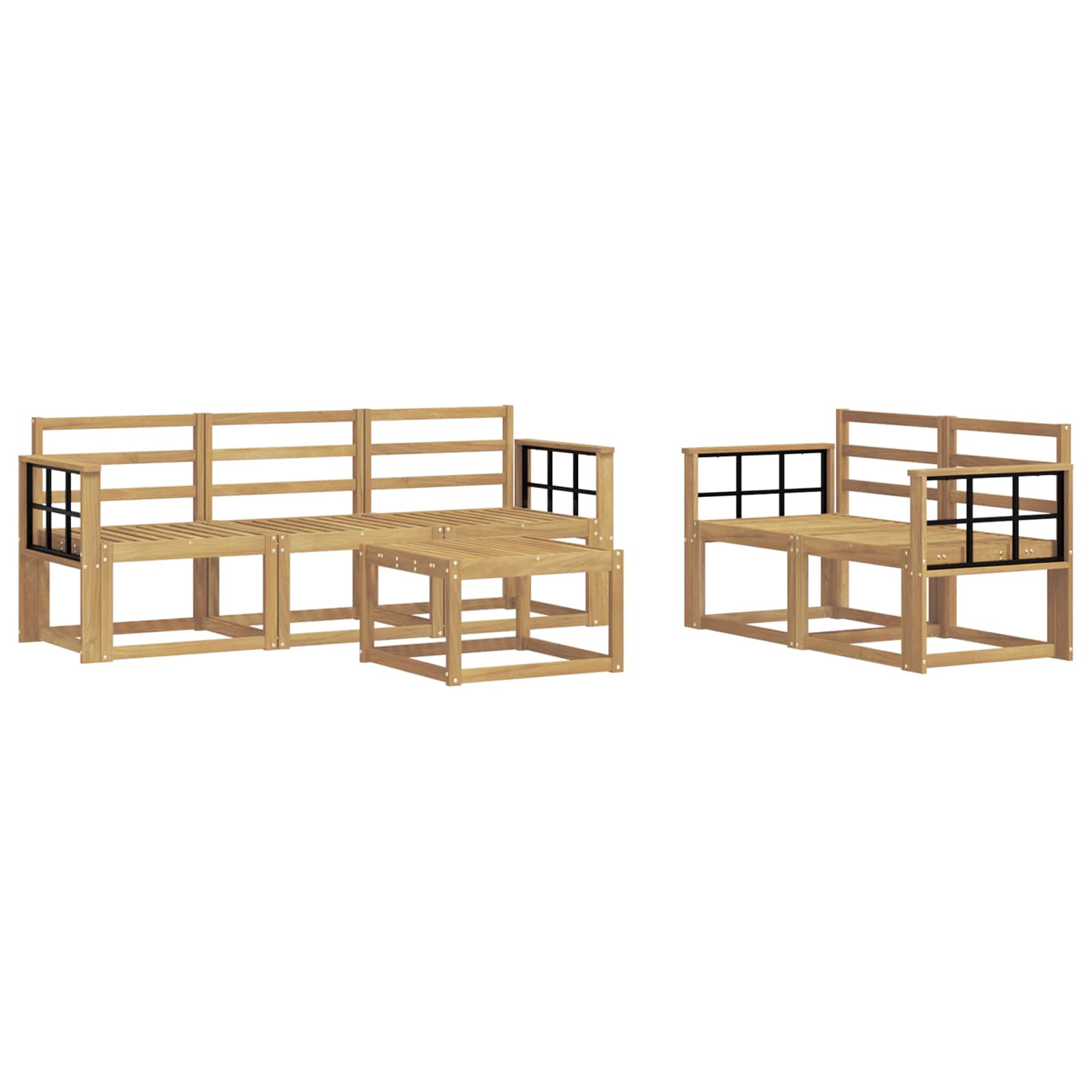 Buiten bankenset 6 pcs Wit 59 x 59 x 37 cm Massief Acaciahout image 1