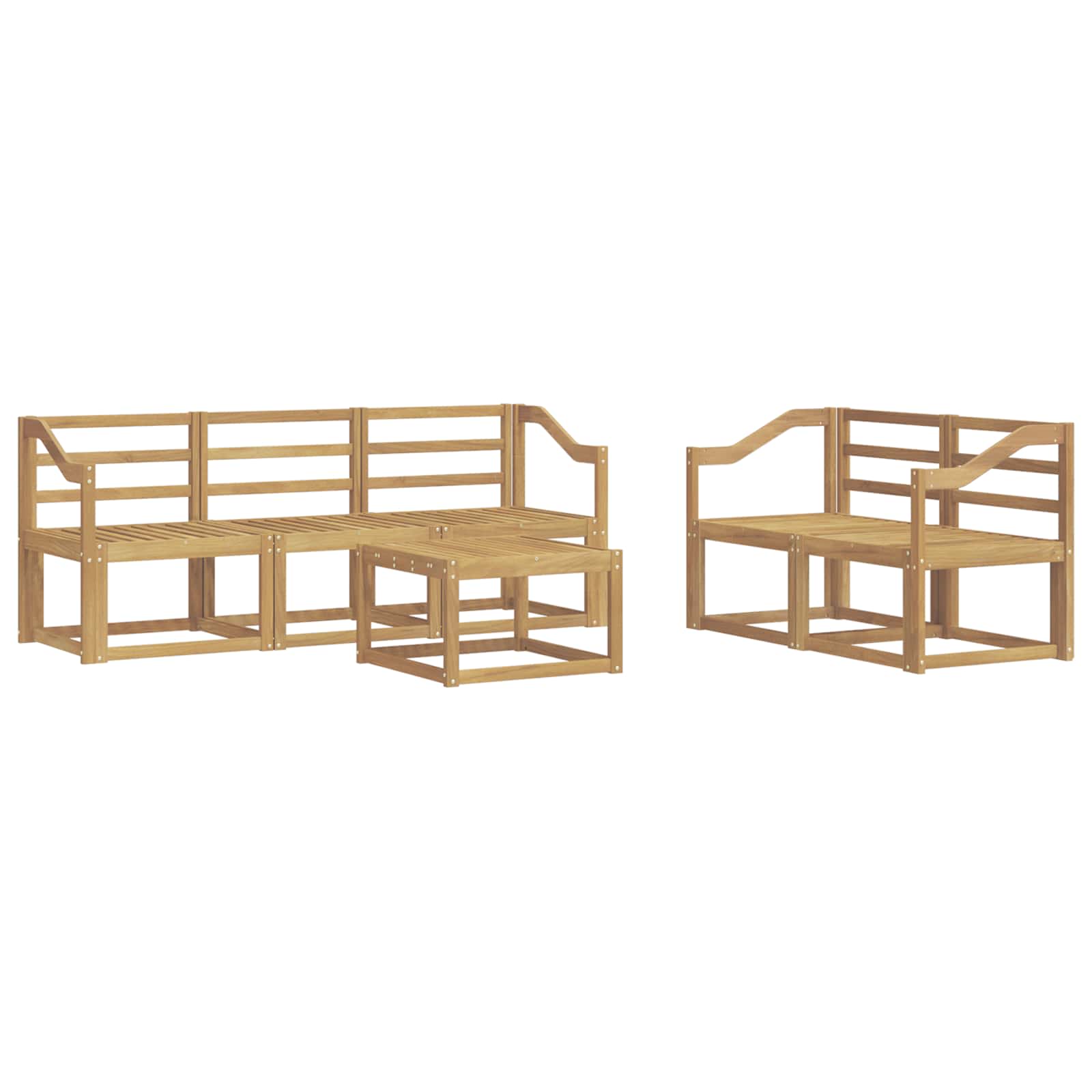 Buiten bankenset 6 pcs Wit 59 x 59 x 37 cm Massief Acaciahout image 1