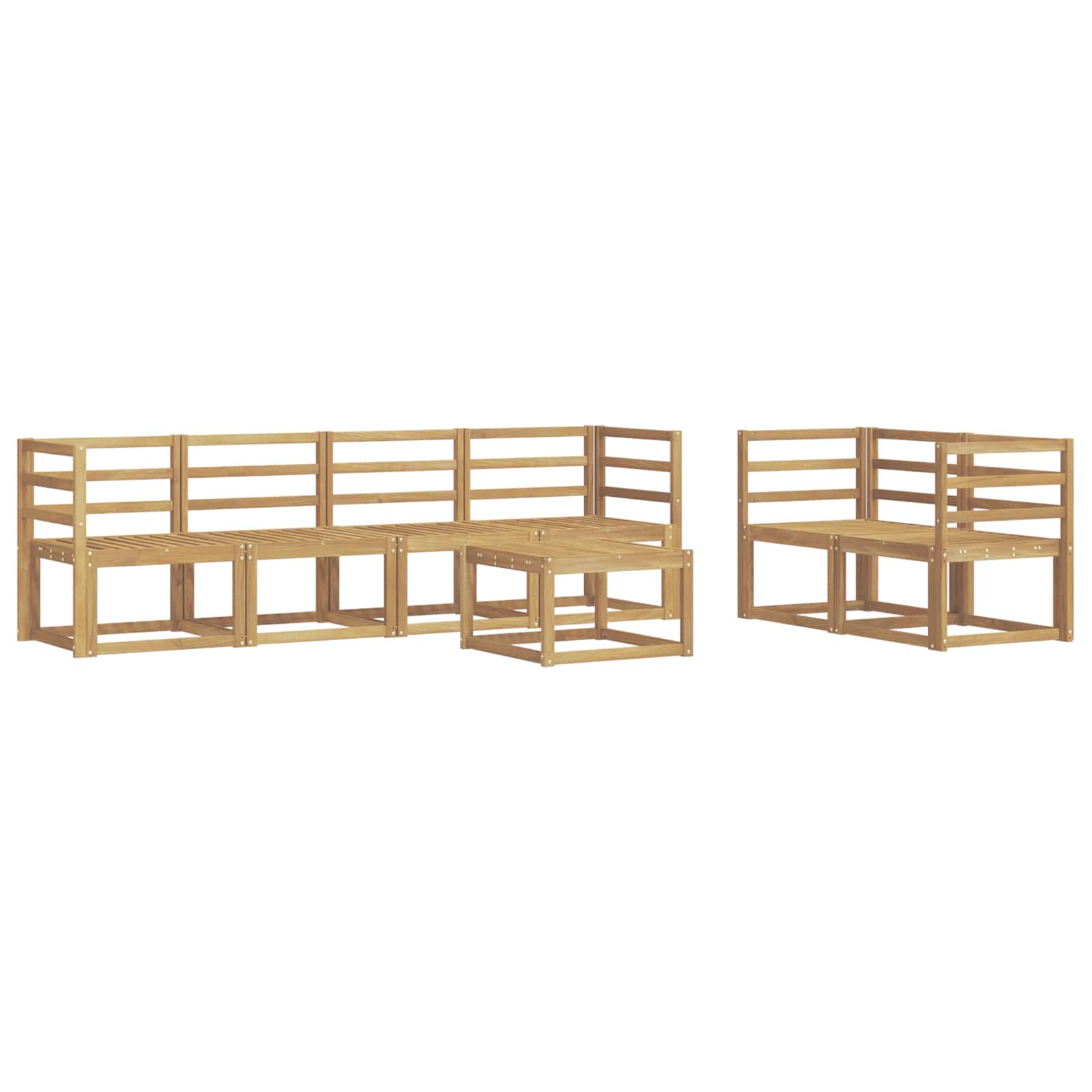 Buiten bankenset 7 pcs Wit 59 x 59 x 37 cm Massief Acaciahout image 2