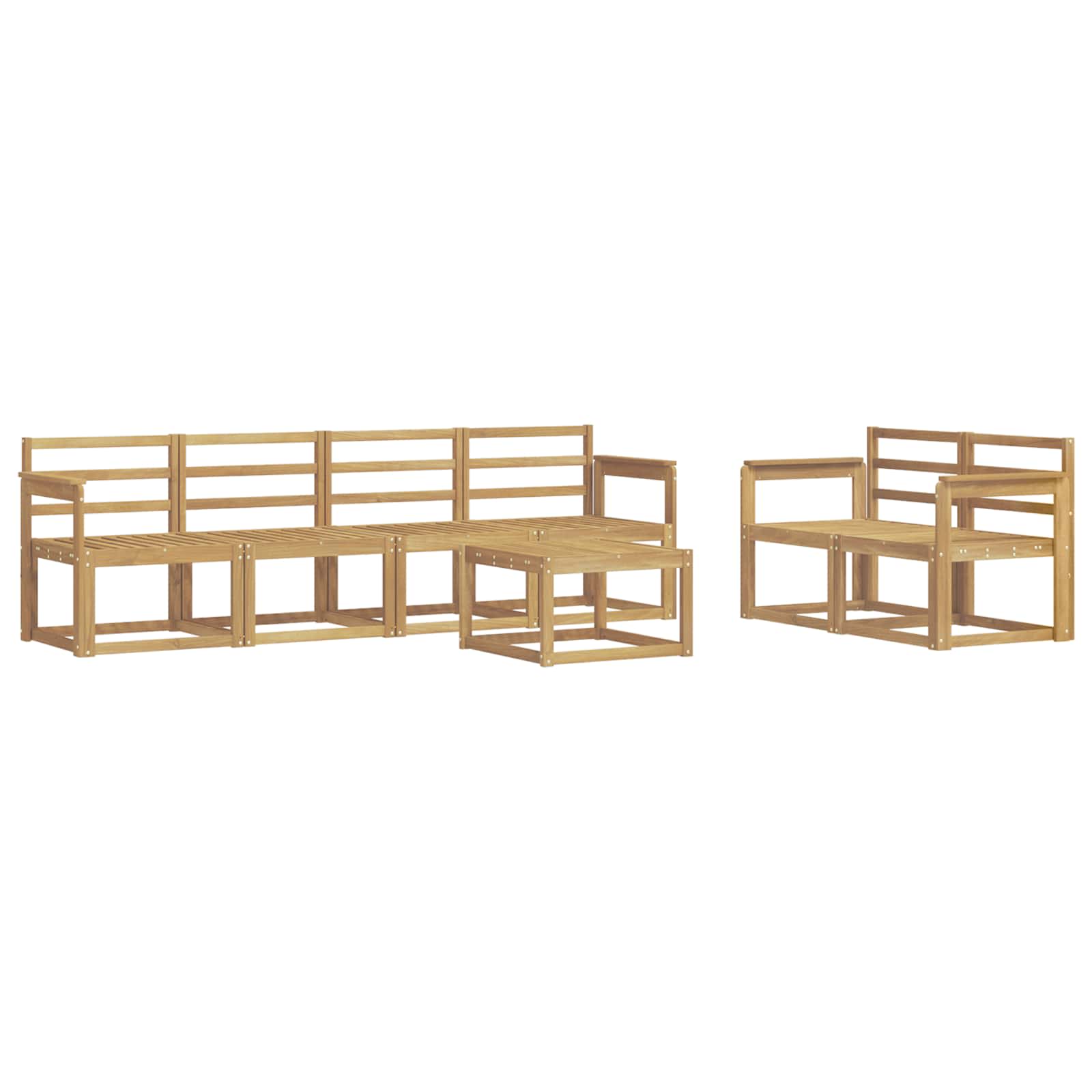 Buiten bankenset 7 pcs Wit 59 x 59 x 37 cm Massief Acaciahout image 1