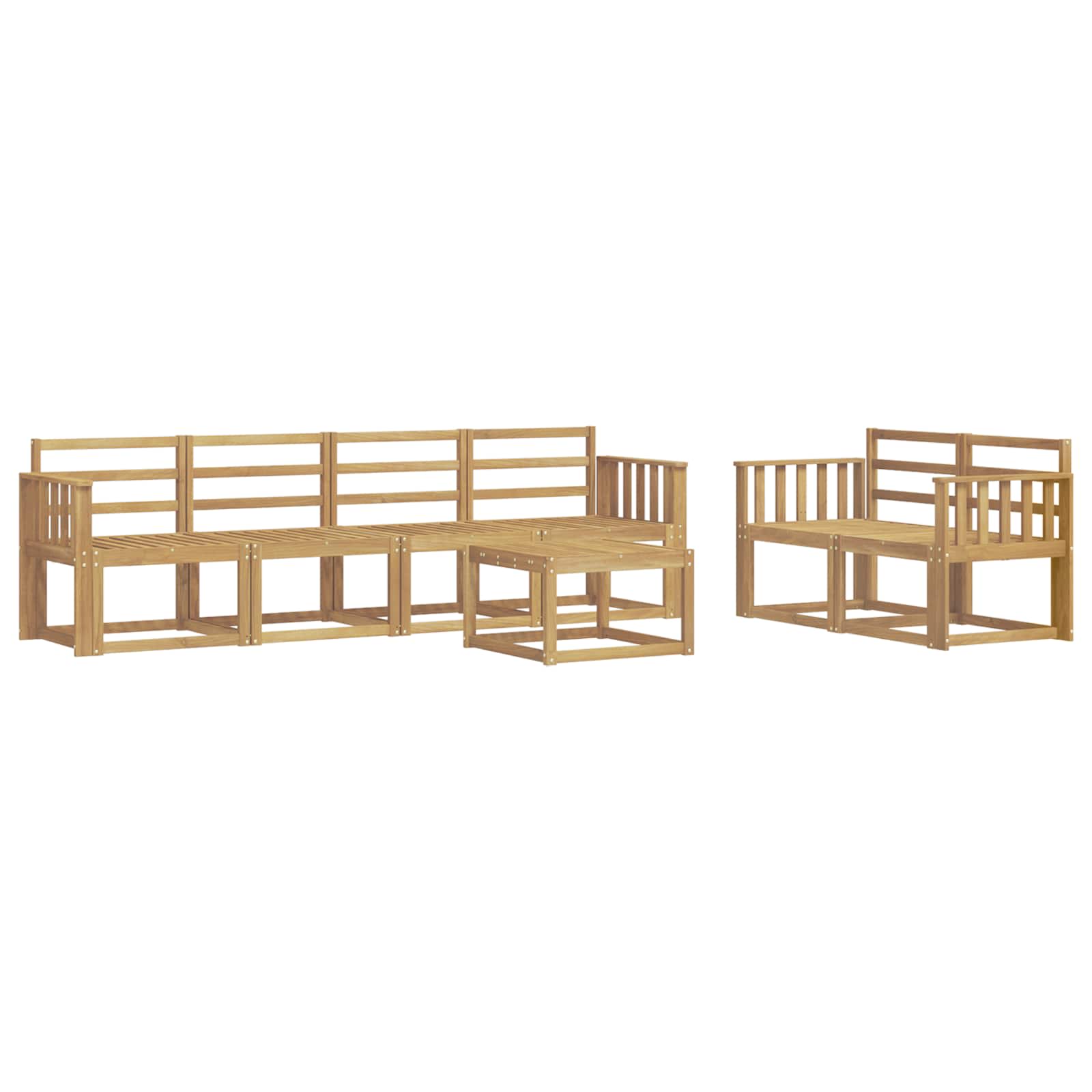 Buiten bankenset 7 pcs Wit 59 x 59 x 37 cm Massief Acaciahout image 2